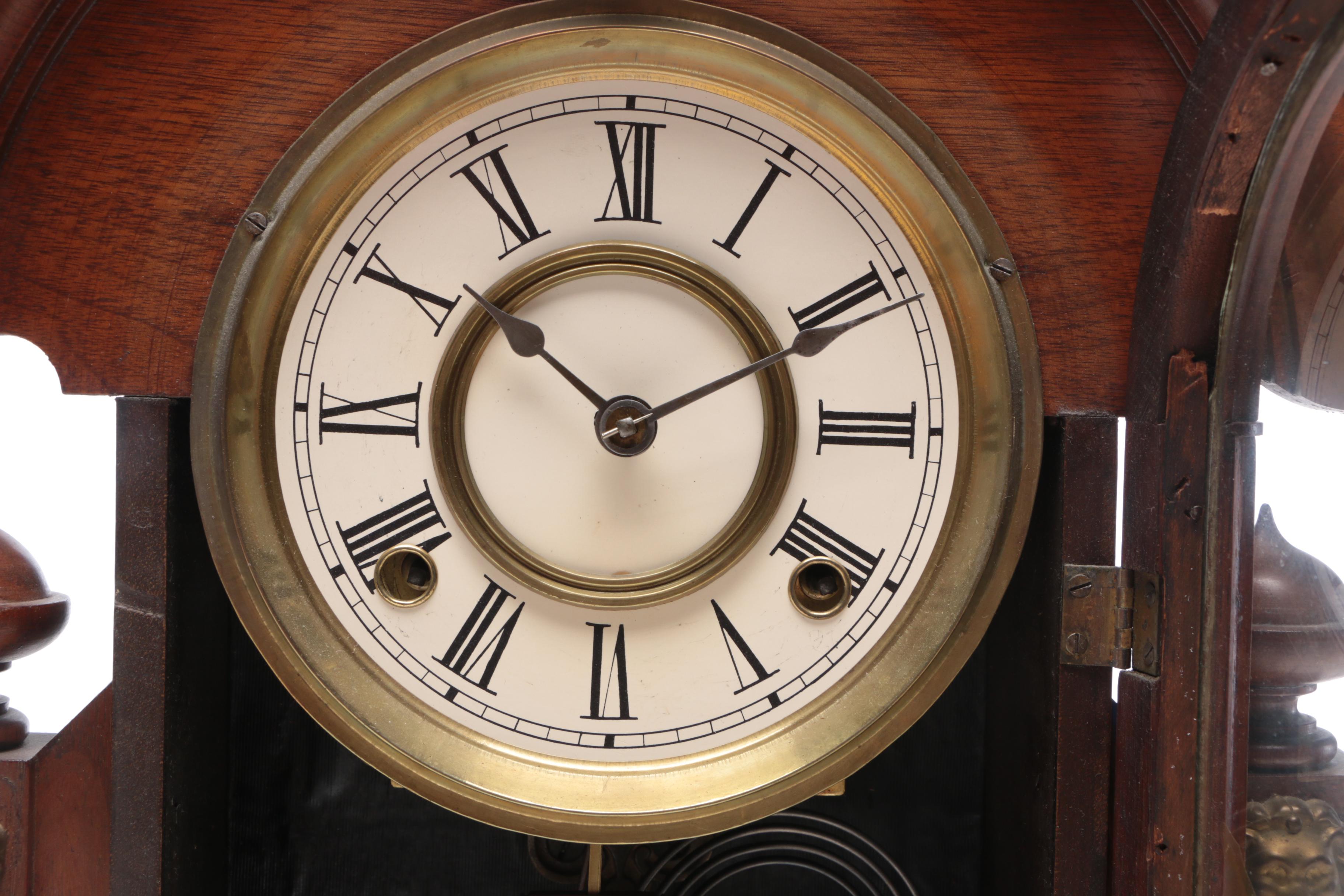 Ansonia "King" Walnut Mantel Clock, Late 19th to Early 20th Century