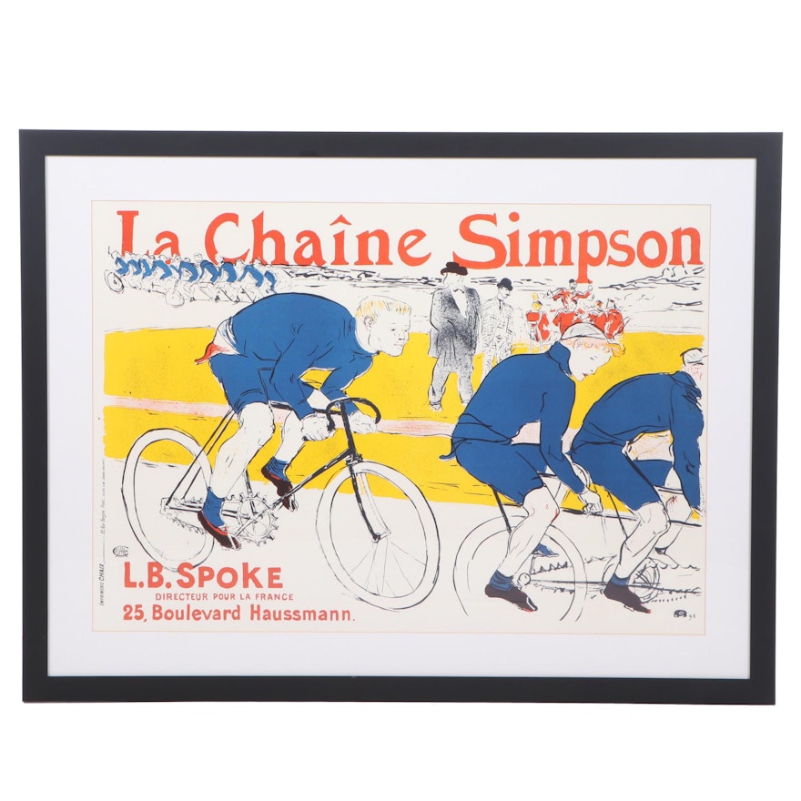 Lithograph Poster after Henri de Toulouse-Lautrec "La Chaine Simpson"