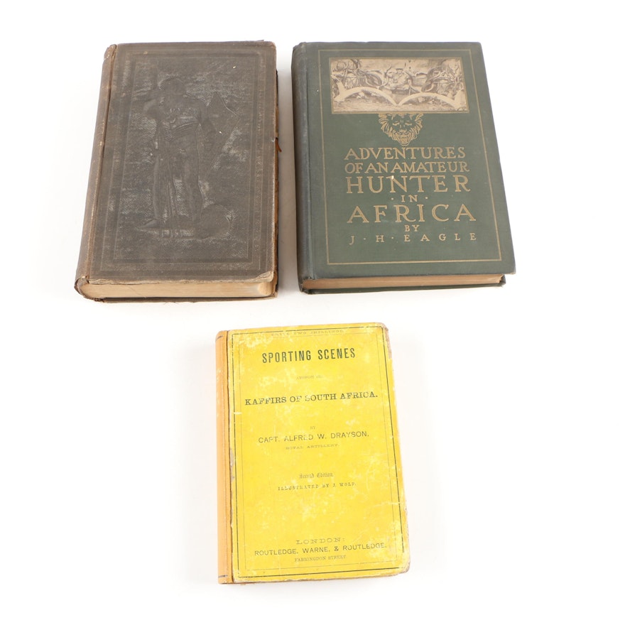 African Game Hunting Books featuring Signed "Adventures" by John H. Eagle, 1915