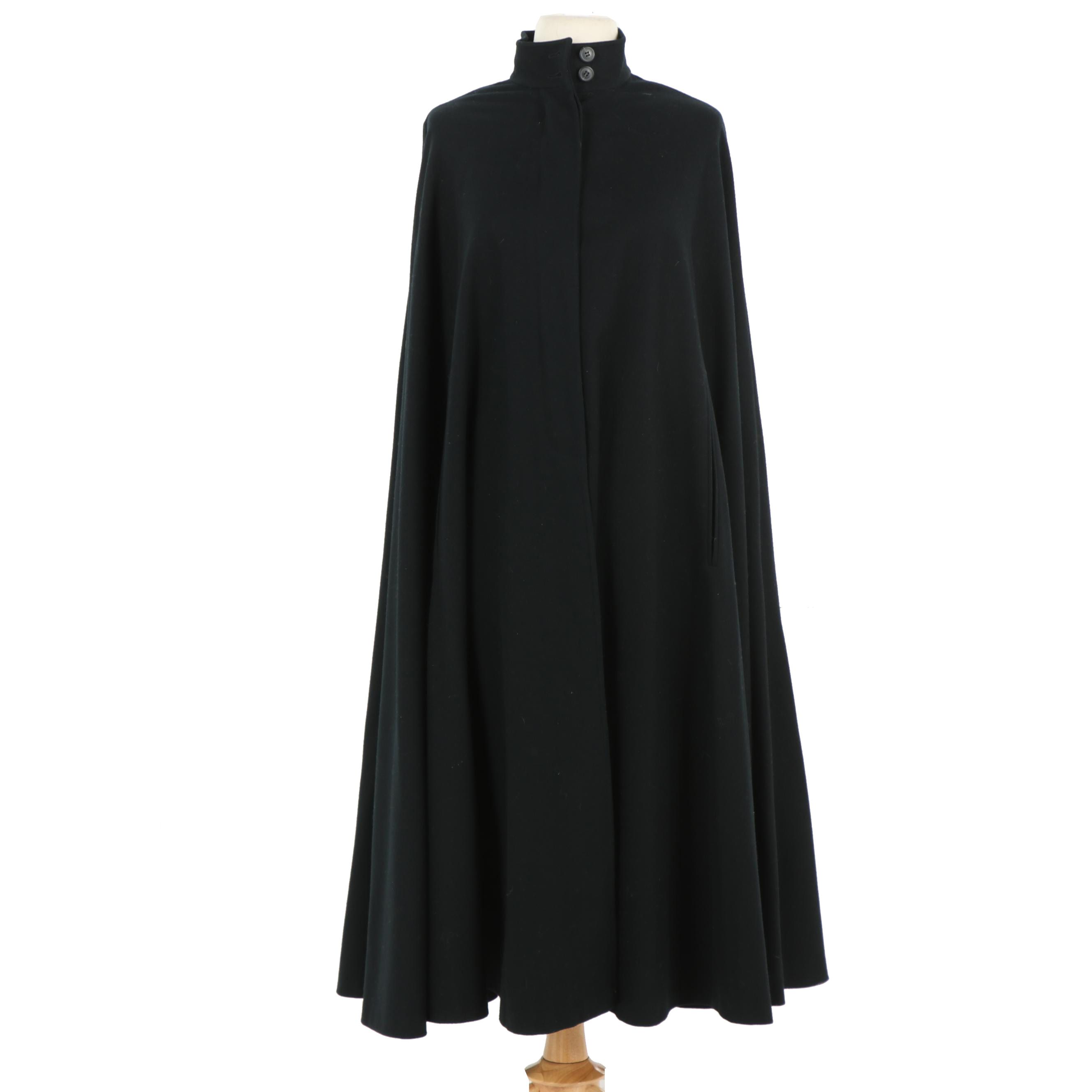Women's Black Wool Cloak