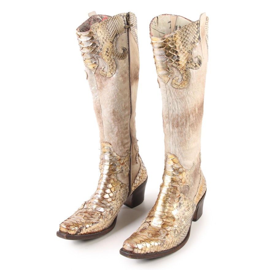 Women's Siren by Mark Nason Python and Pony Hair Western Boots