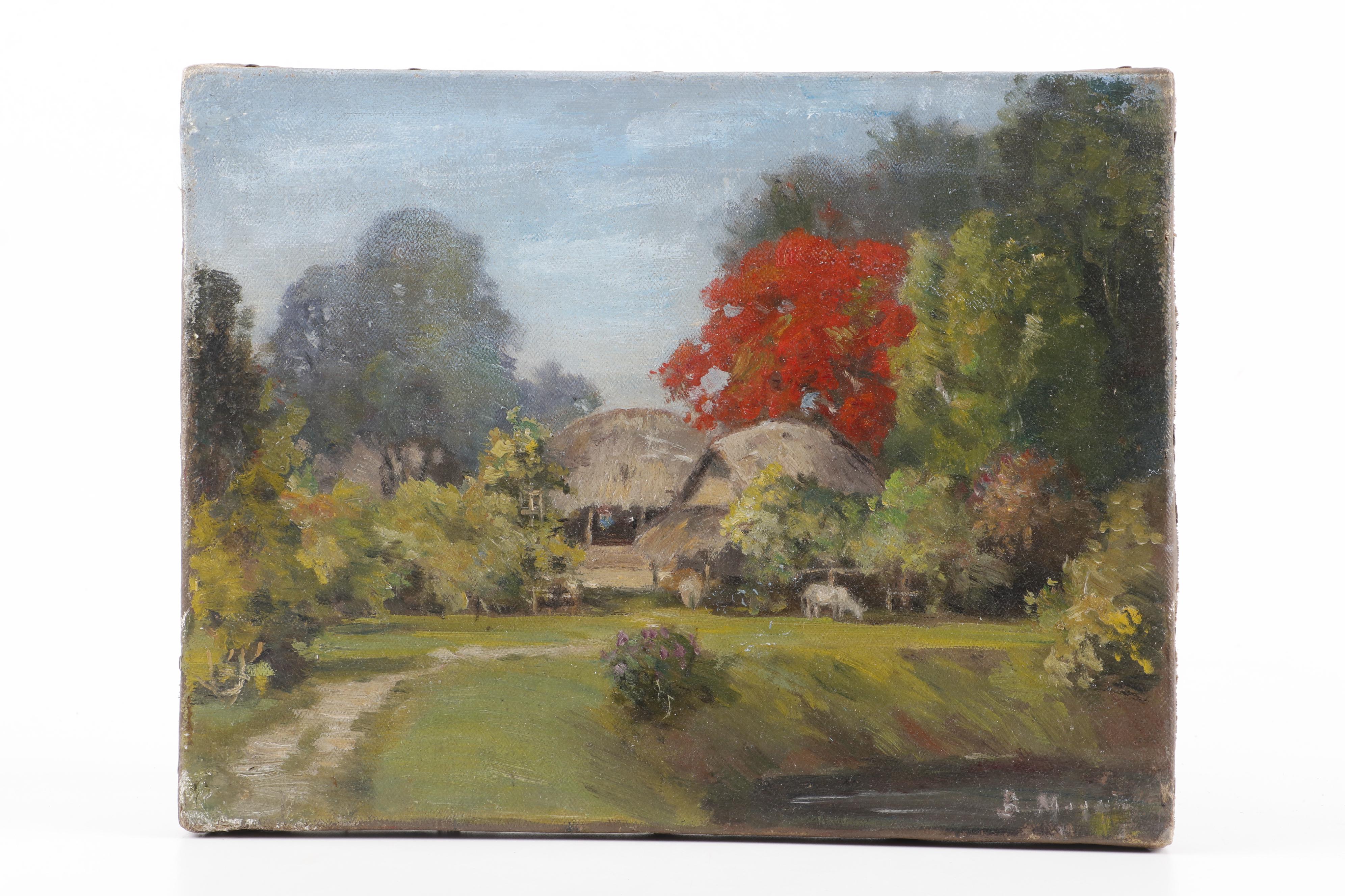 B. Majumdar Indian/Bangladeshi Landscape Oil Paintings
