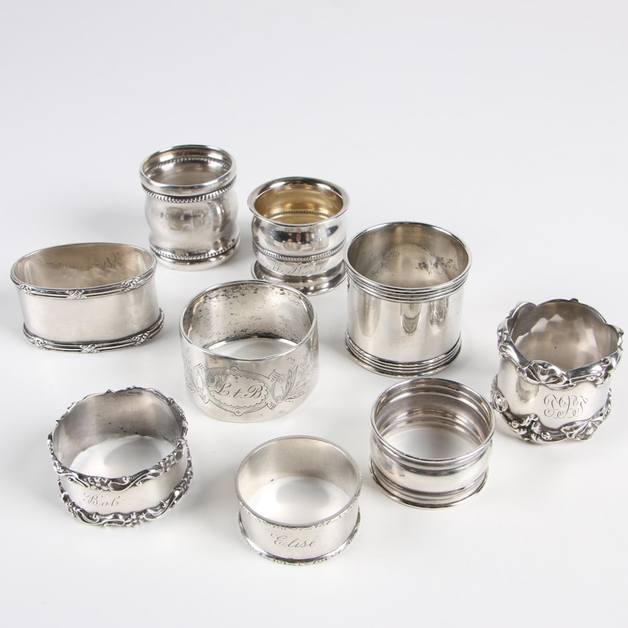 Sterling Silver and 800 Silver Napkin Rings