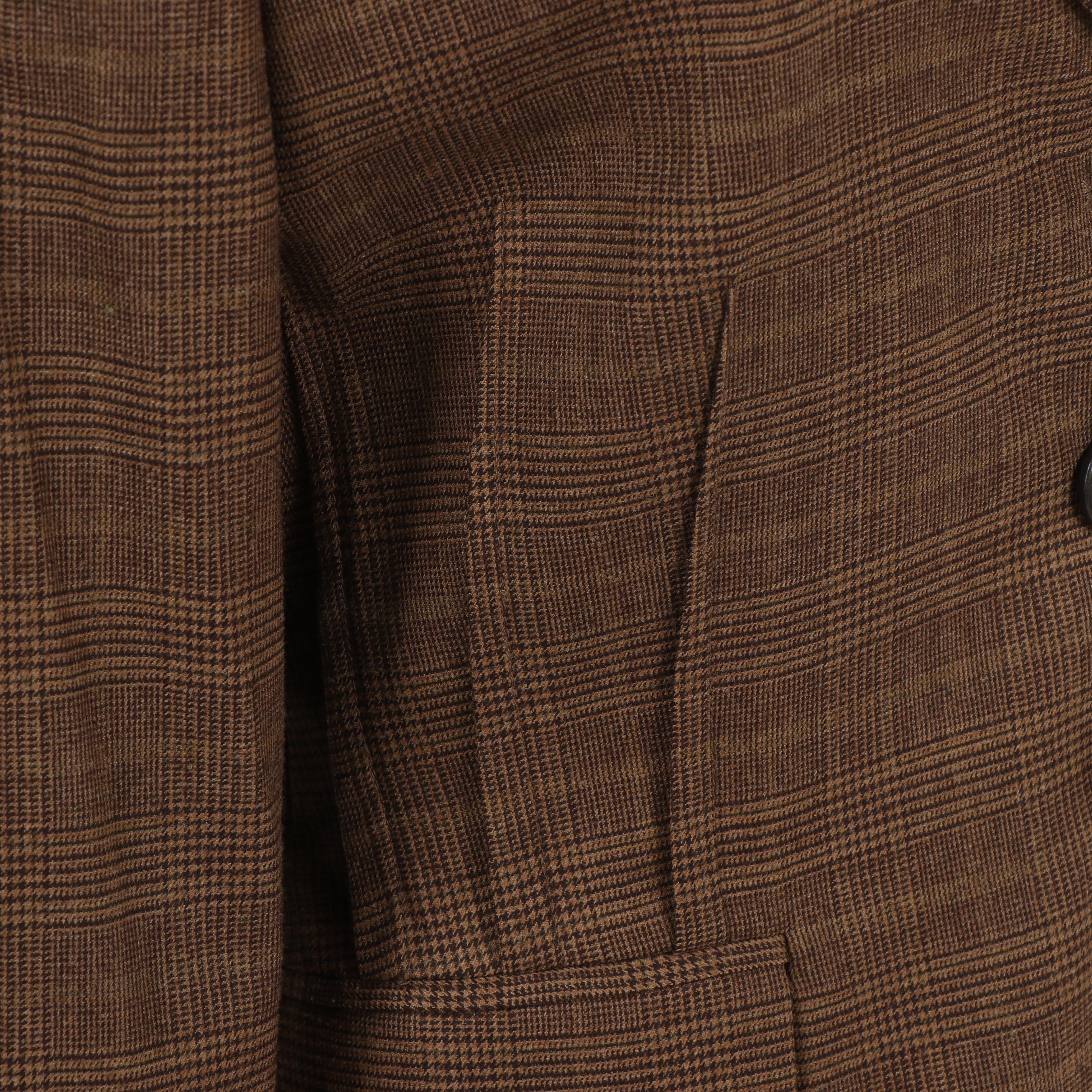 Michael Kors Brown Wool Houndstooth Plaid Pantsuit