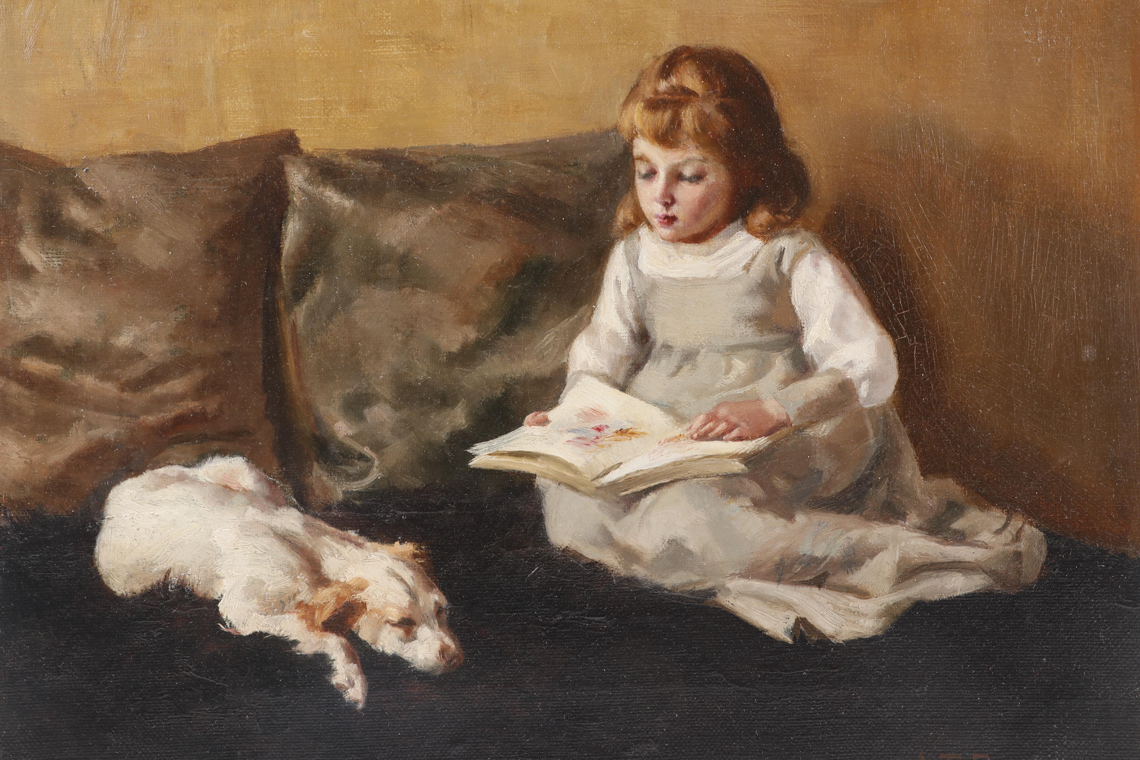 L. T. Fenner Oil Painting of Young Girl