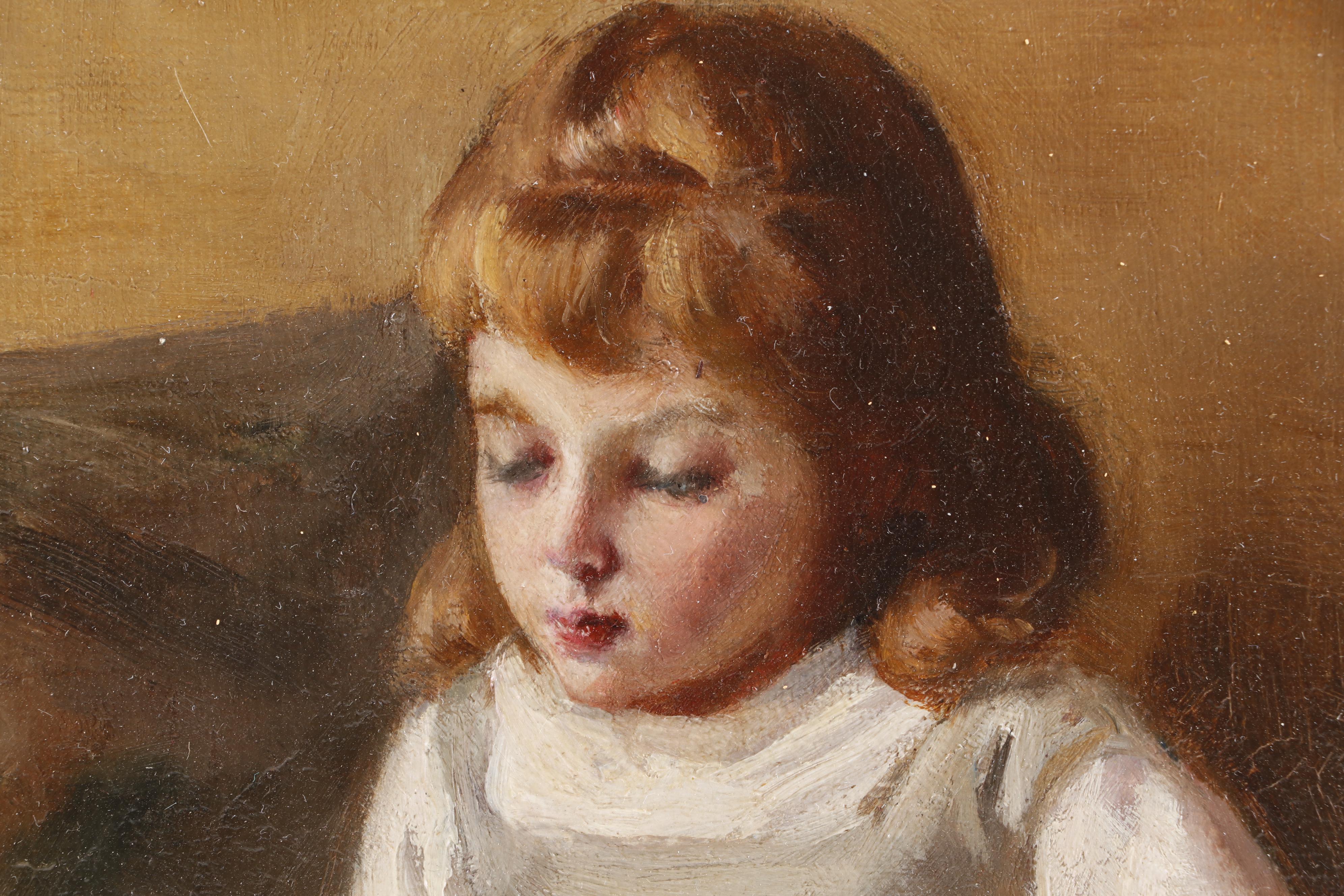 L. T. Fenner Oil Painting of Young Girl