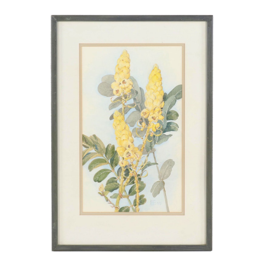 1973 Watercolor Painting "Candle Bush"