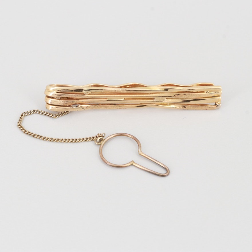 18K Yellow Gold and Sterling Silver Tie Bar