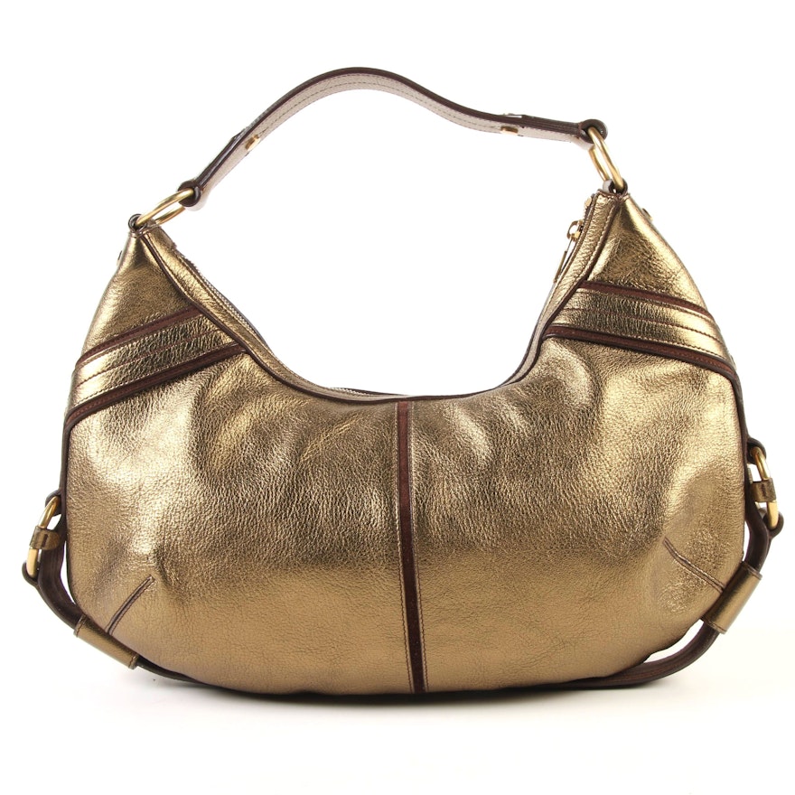 Yves Saint Laurent Hobo Bag in Metallic Bronze Leather