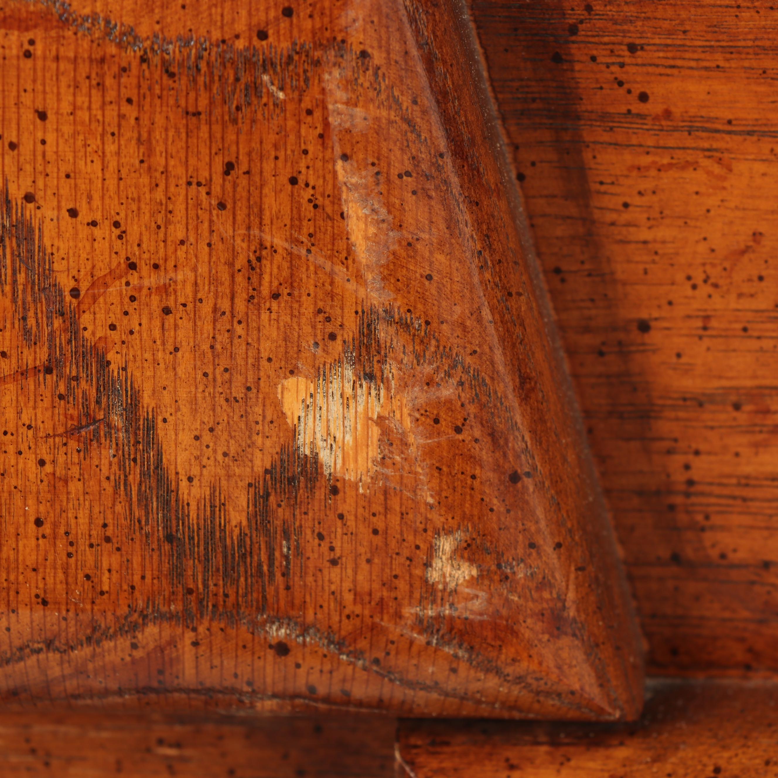 "Brutalist" Style Fruitwood Dresser with Attached Mirror, 1980s