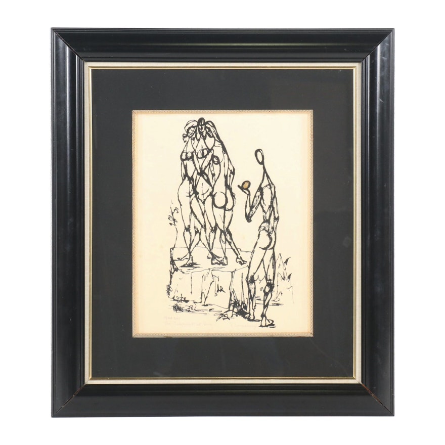 Late 20th Century Embellished Lithograph "The Judgement of Paris"