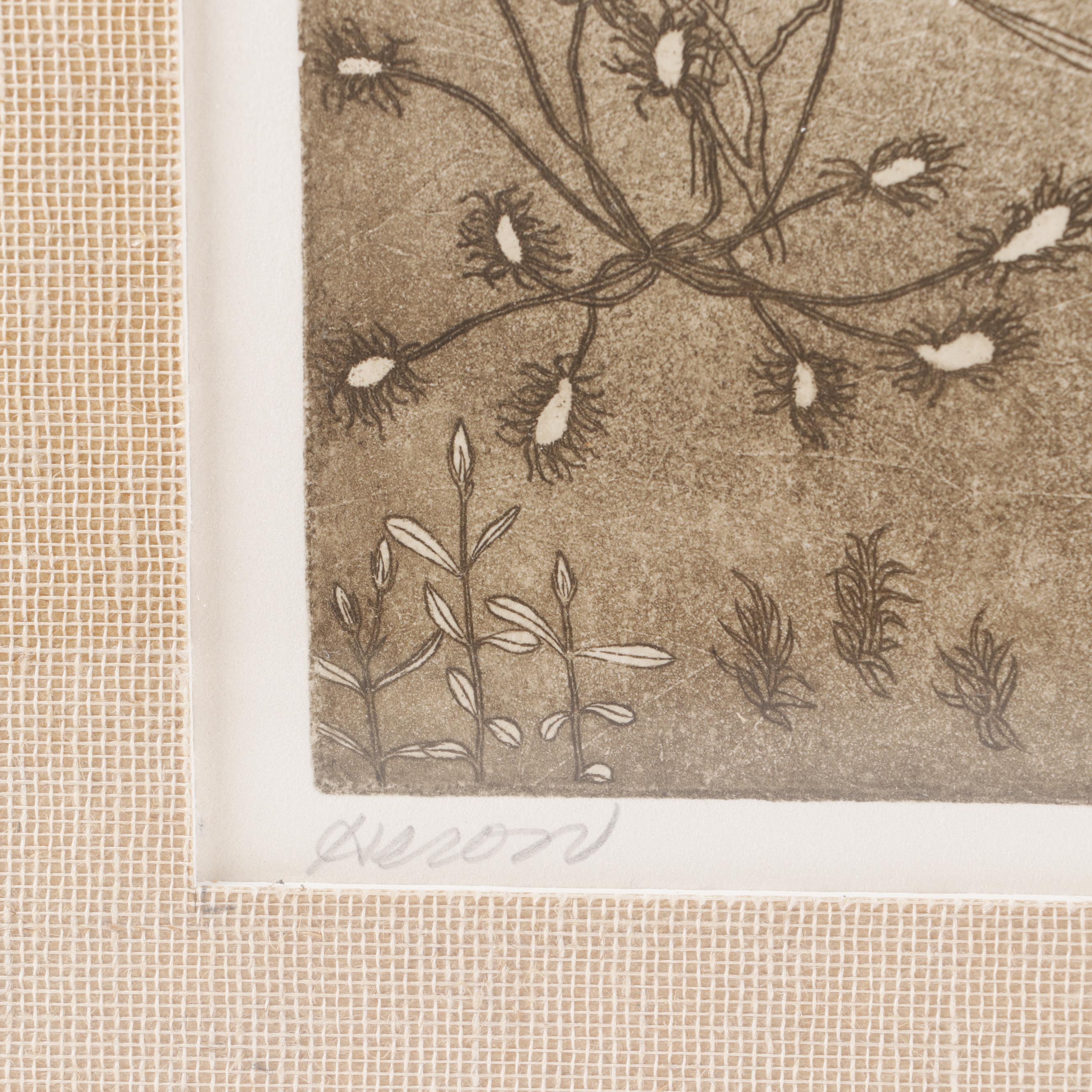 Bethia Brehmer Engraving "Heron", 1977