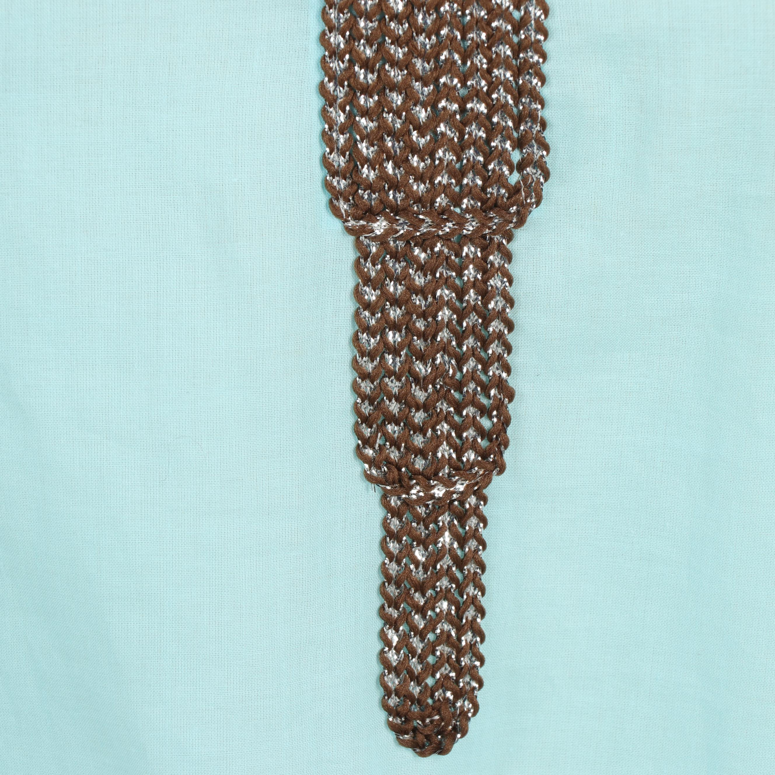 Tory Burch Embellished Blue Linen Tunic Dress