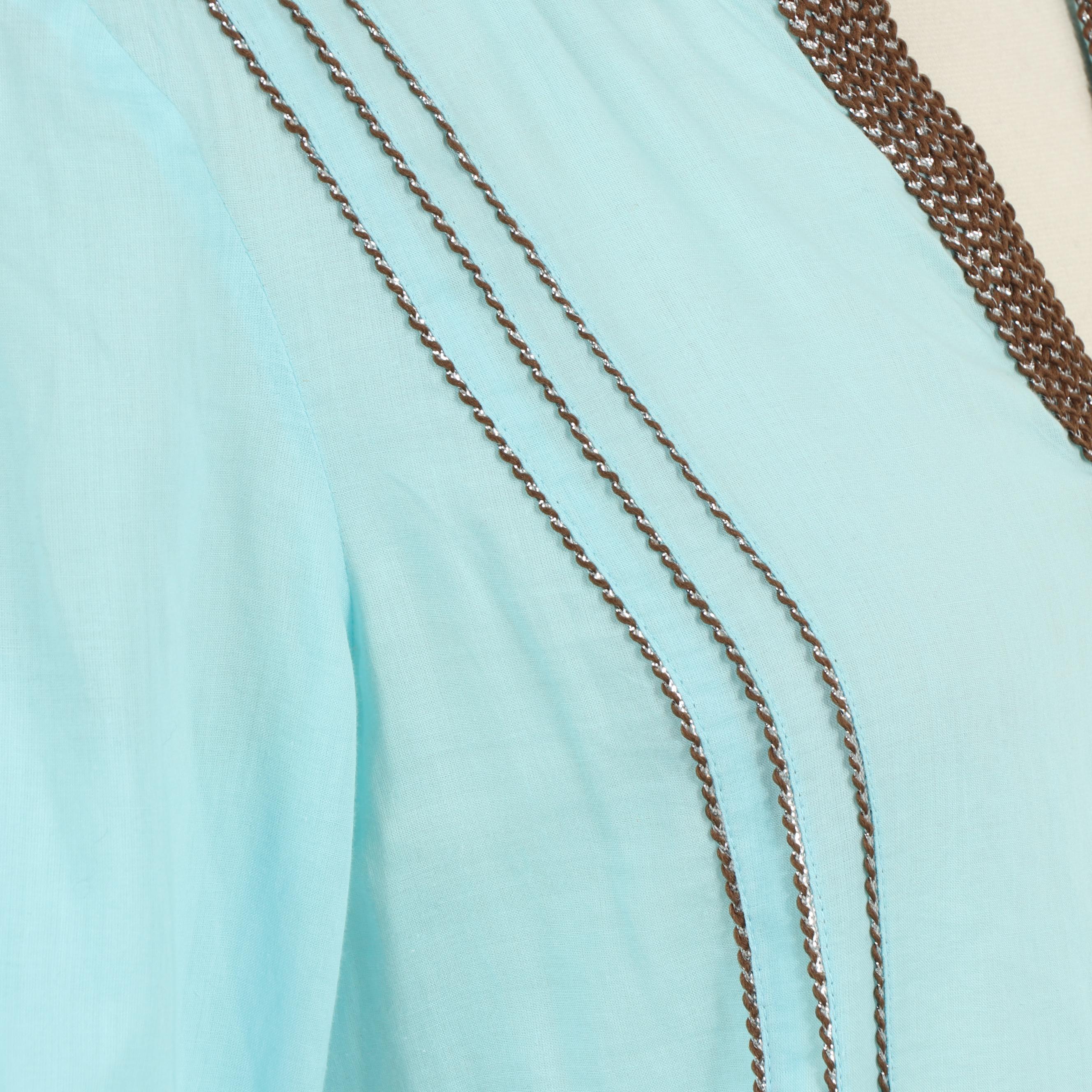 Tory Burch Embellished Blue Linen Tunic Dress