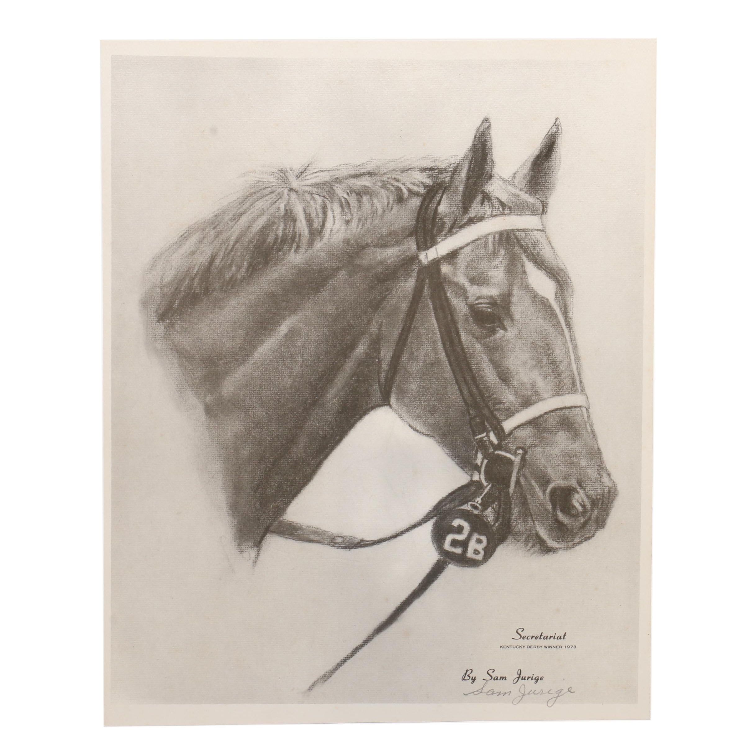 Sam Jurige Halftone Print "Secretariat: Kentucky Derby Winner 1973"