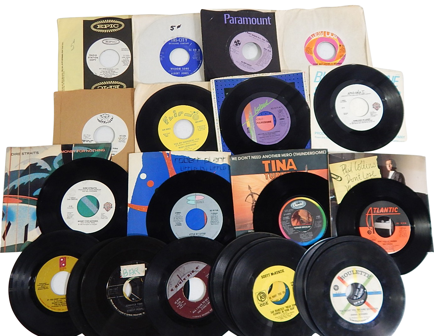 1960s/1970s 45 RPM Record Albums with Tina Turner, Phil Collins, Everly Brothers