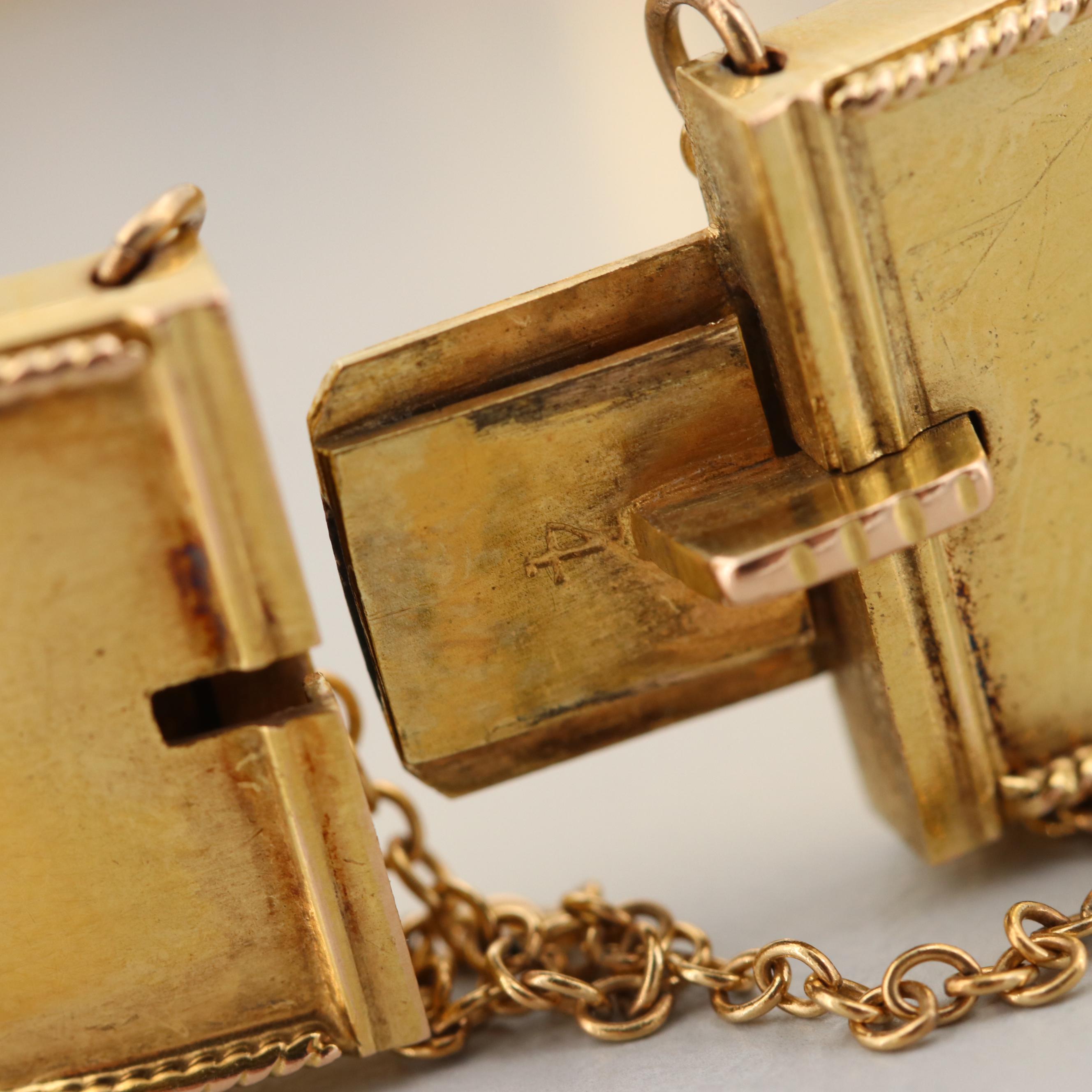 Mid Victorian 14K Yellow Gold Bangle Bracelet with Granulation and Wirework