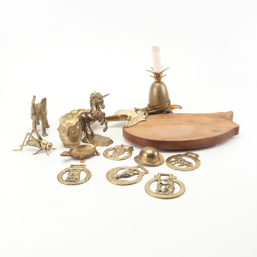 Assorted Brass Figurines and Decor