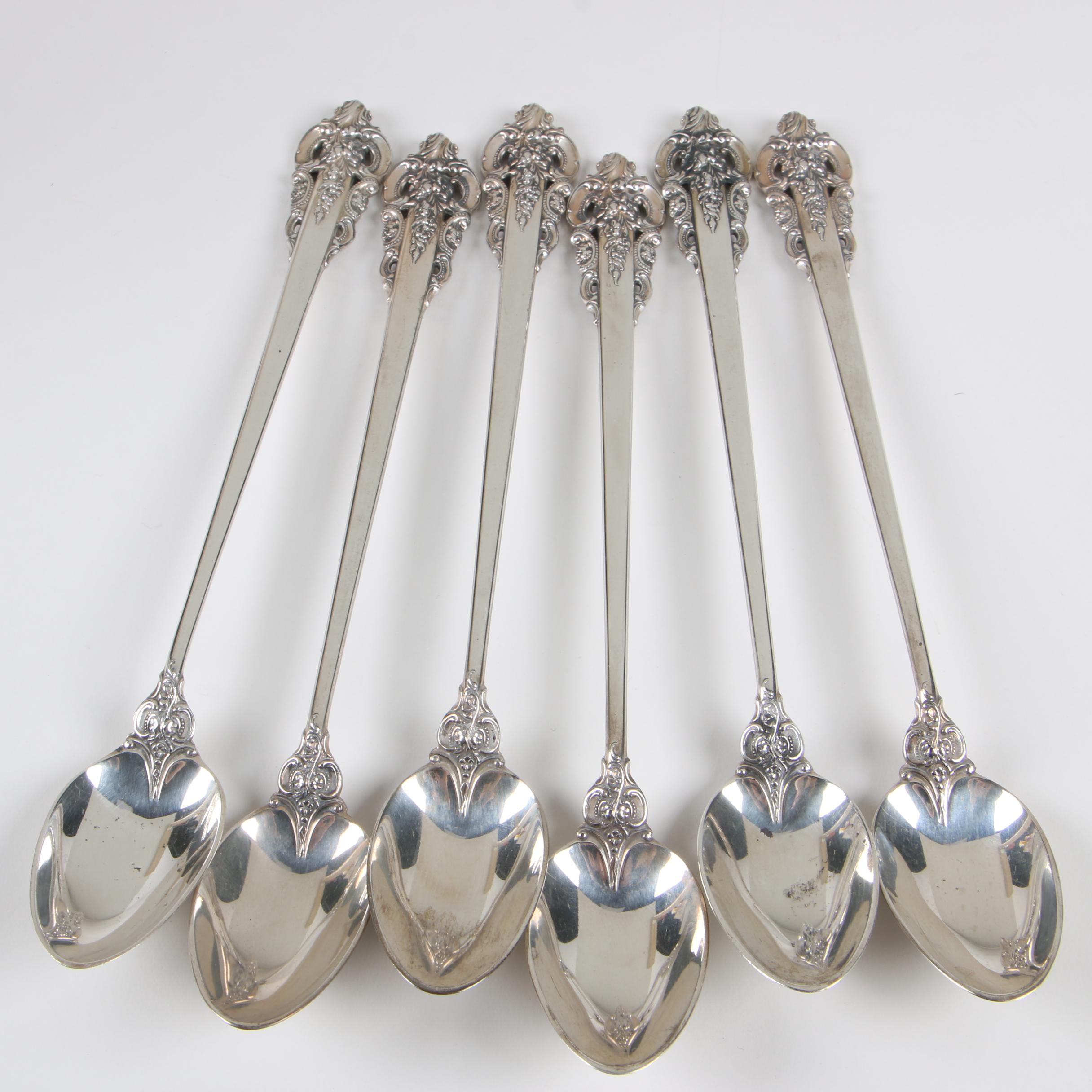 Wallace "Grande Baroque" Sterling Silver Iced Tea Spoons, Mid-Century