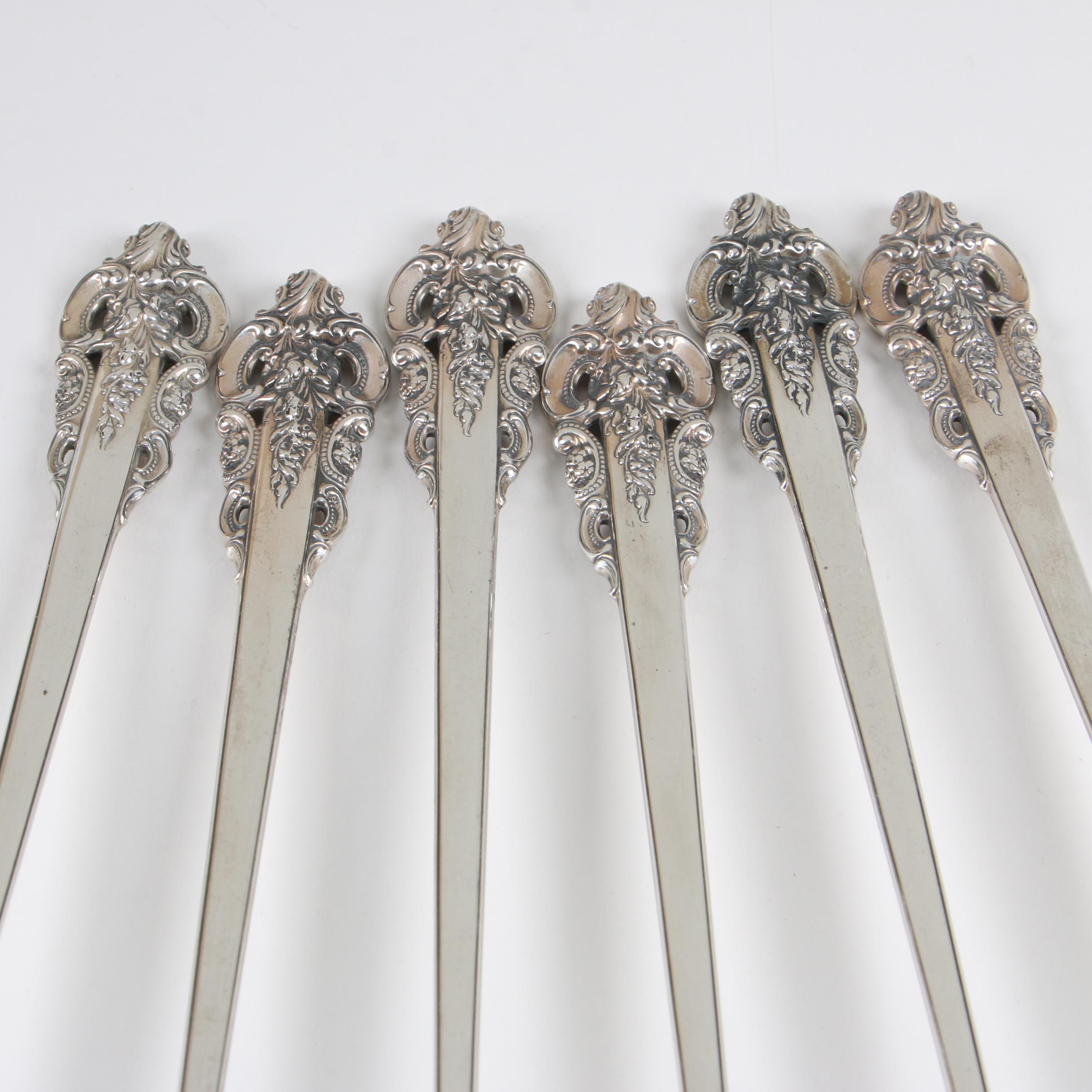 Wallace "Grande Baroque" Sterling Silver Iced Tea Spoons, Mid-Century