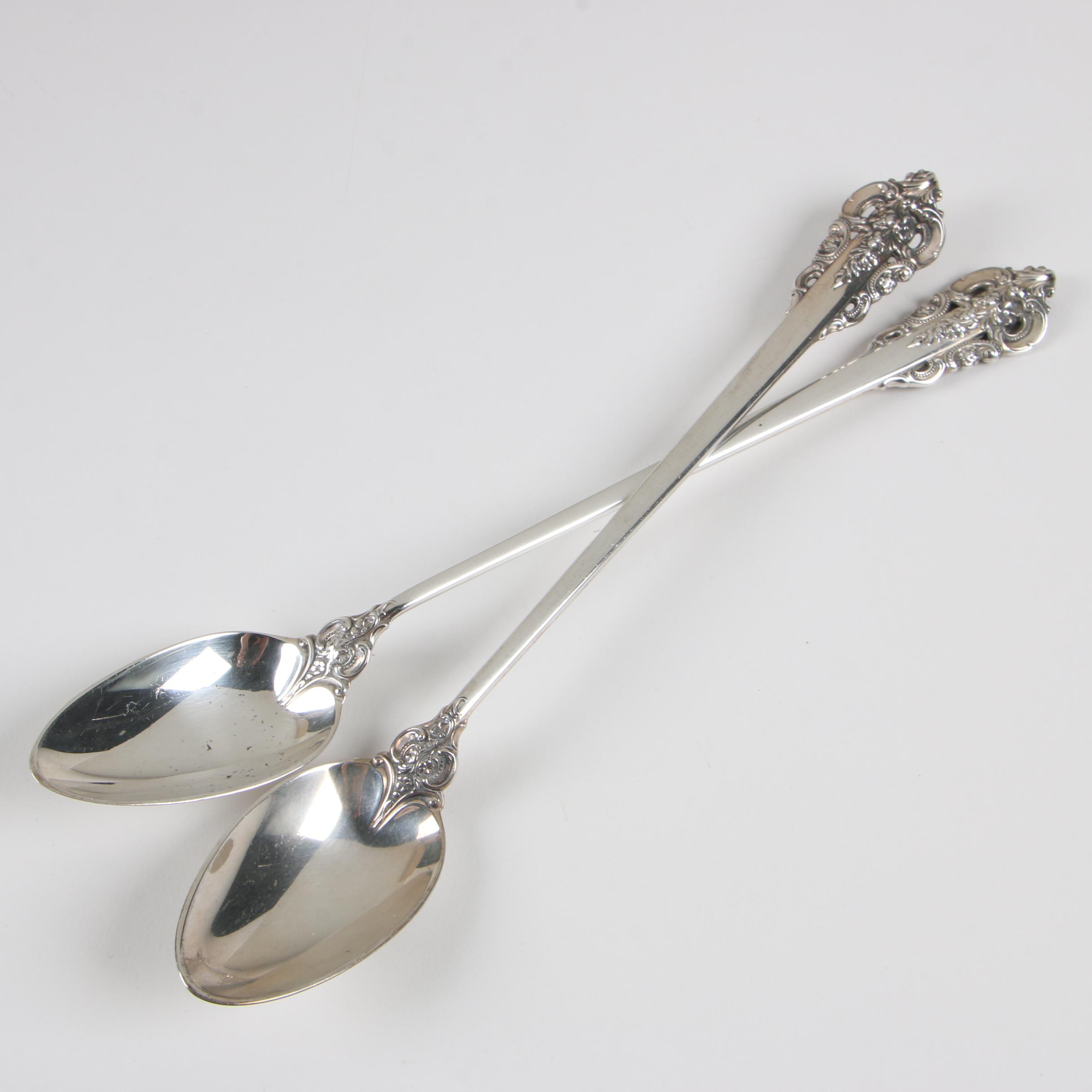 Wallace "Grande Baroque" Sterling Silver Iced Tea Spoons, Mid-Century