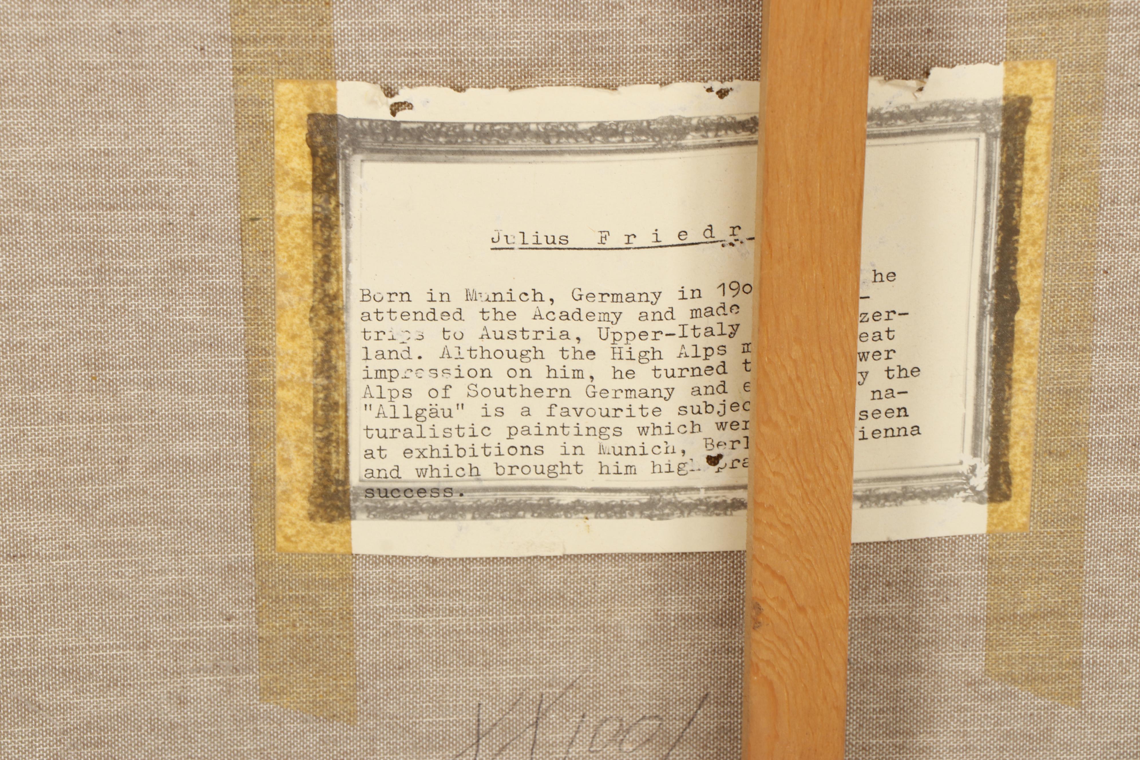 Julius Friedrich Mid 20th Century Landscape Oil Painting