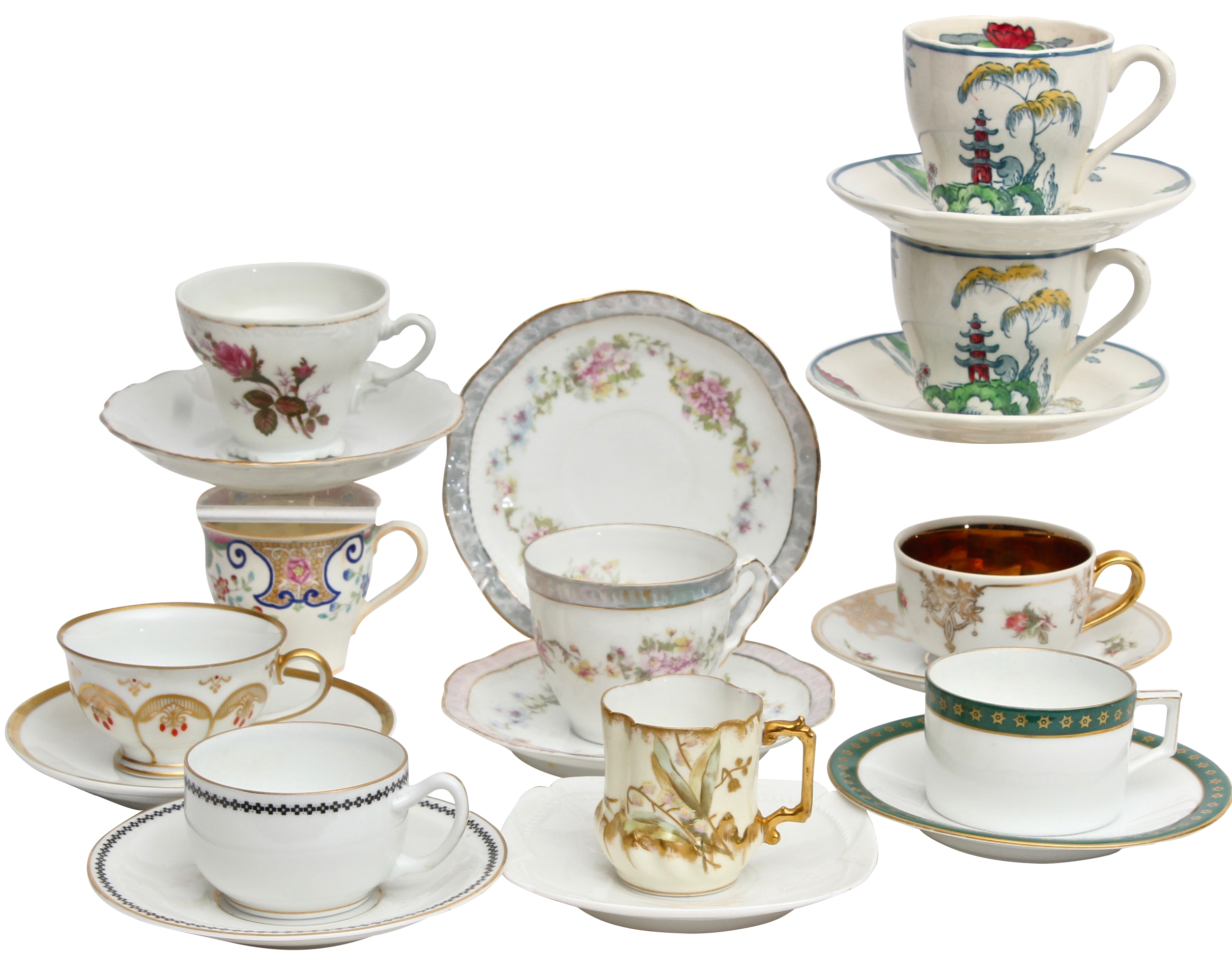 Limoges France Porcelain Plates, Platter, and Demitasse, Antique