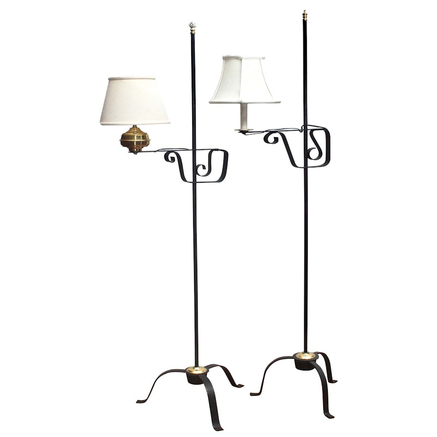 Scrolled Metal Bridge Arm Floor Lamps