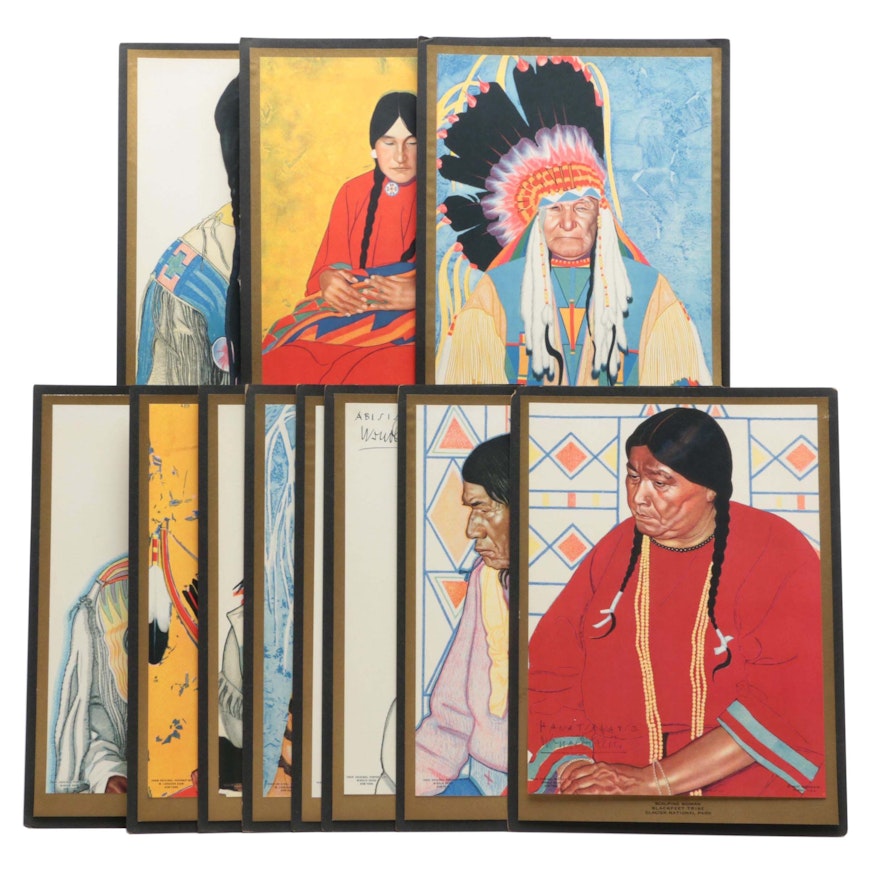 Group of Blackfeet Tribe Portrait Lithographs