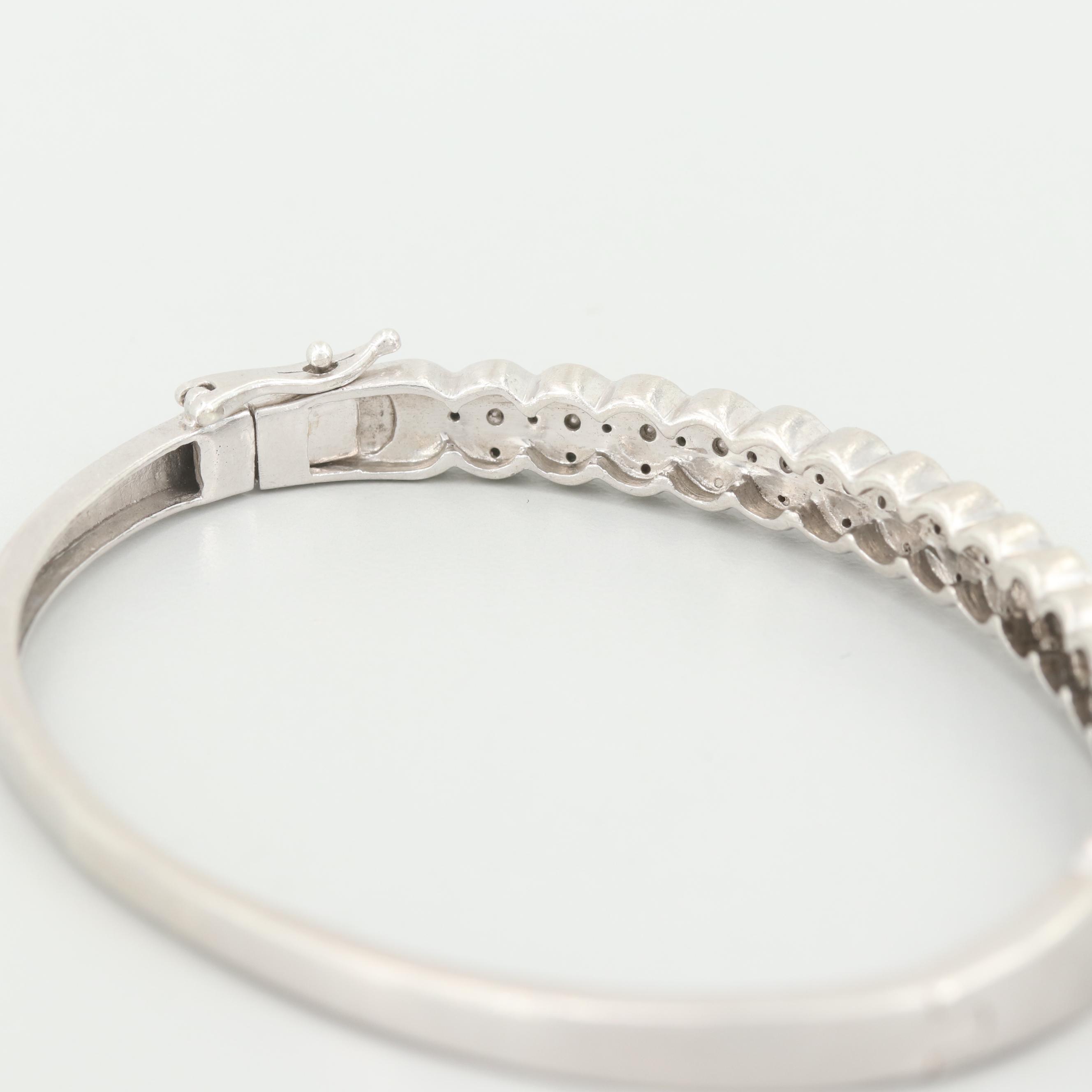 Sterling Silver Diamond Bracelet Featuring Black Diamonds