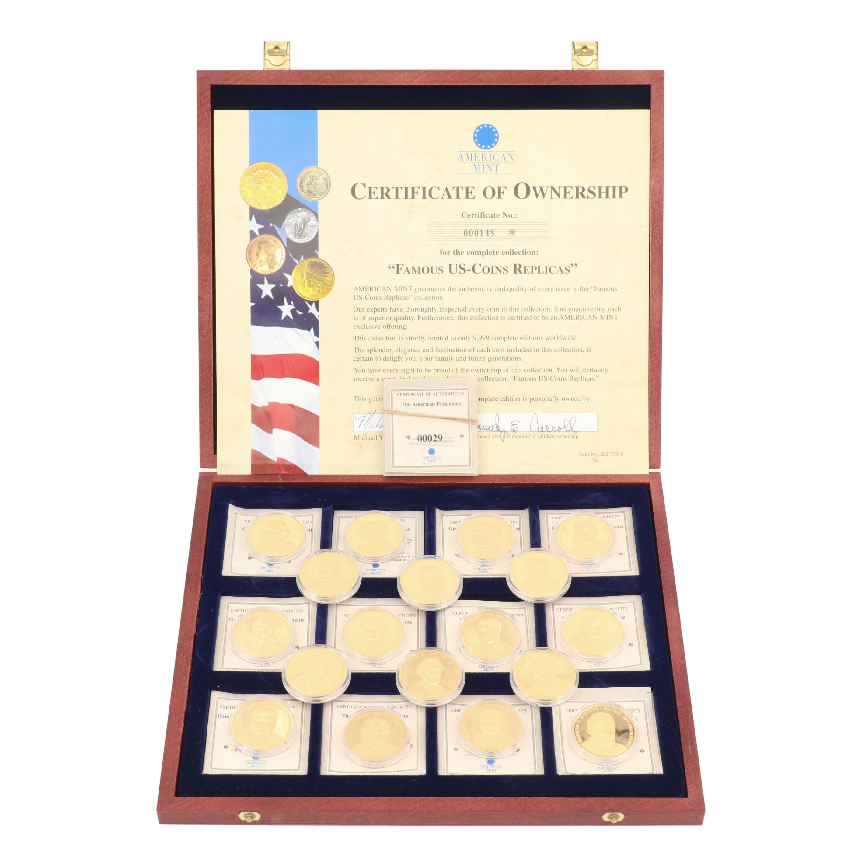Eighteen American Presidents Gold Plated Medals Series
