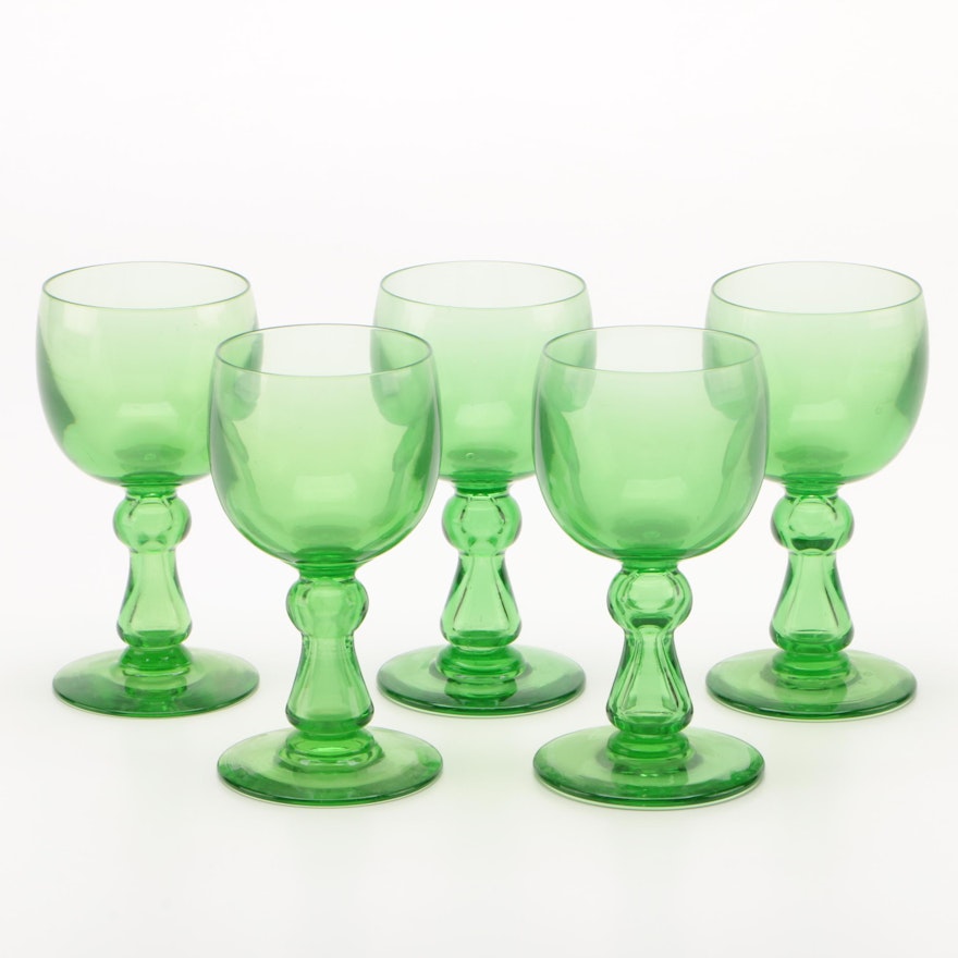 Green Blown Glass Goblets