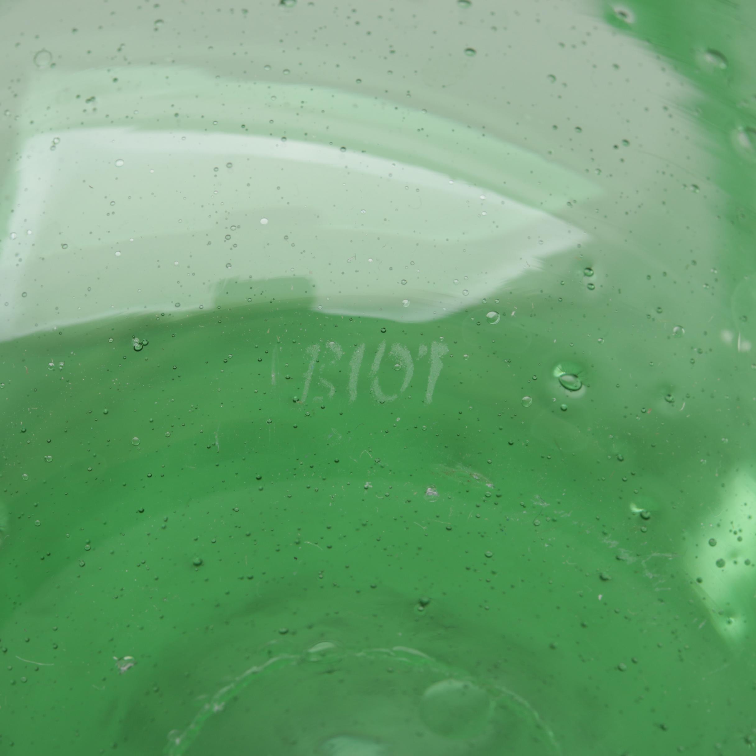 La Verrerie de Biot Green Art Glass Pitcher and Wine Glasses