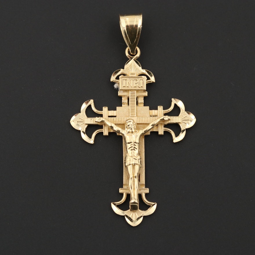 14K Yellow Gold Crucifix Pendant