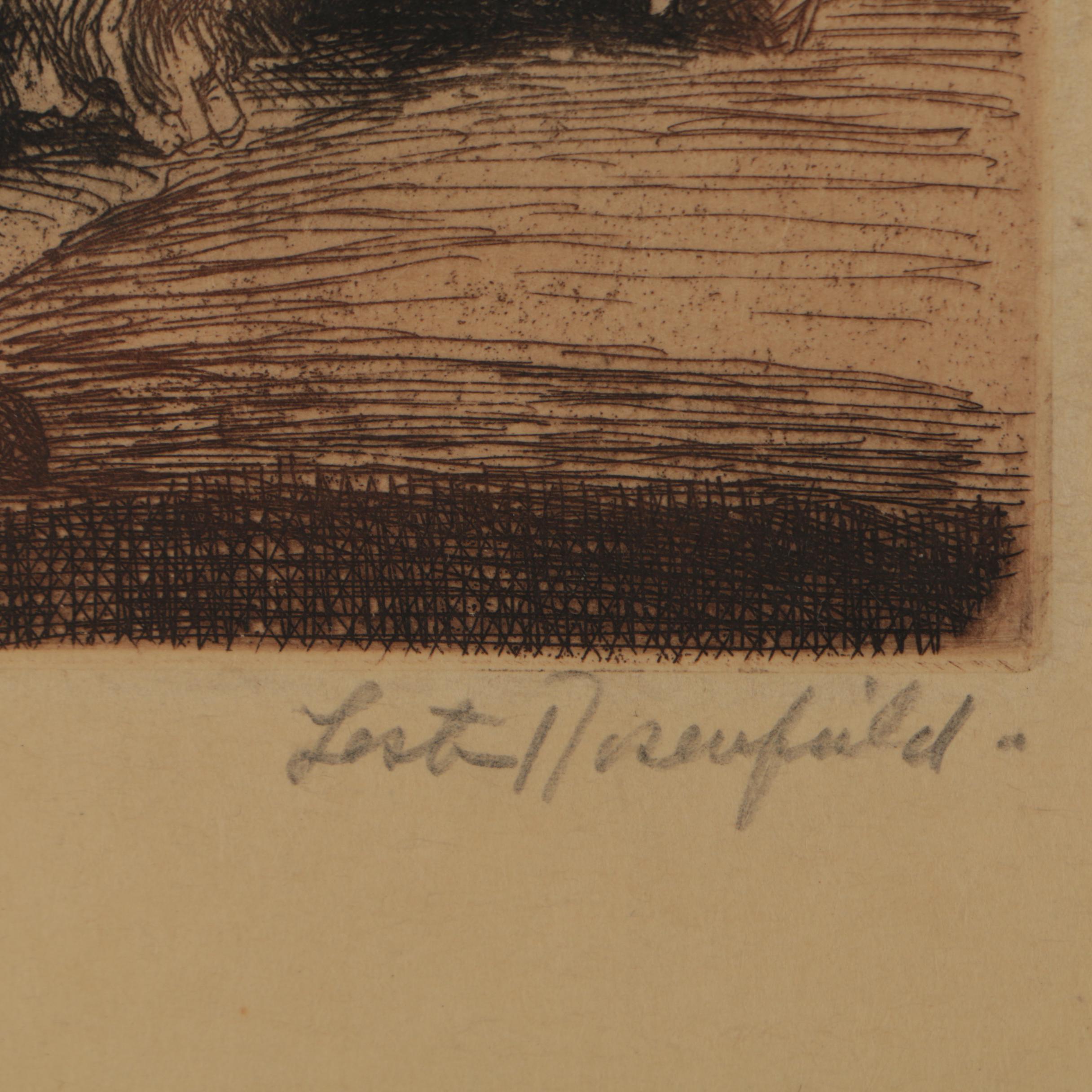 Lester Rosenfield Still Life Etching "Skull"