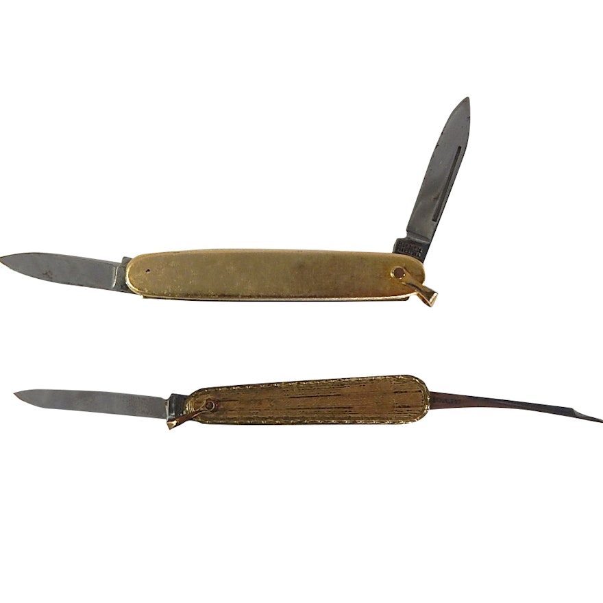 Providence Cutlery and Krementz Gold-Tone Folding Knives