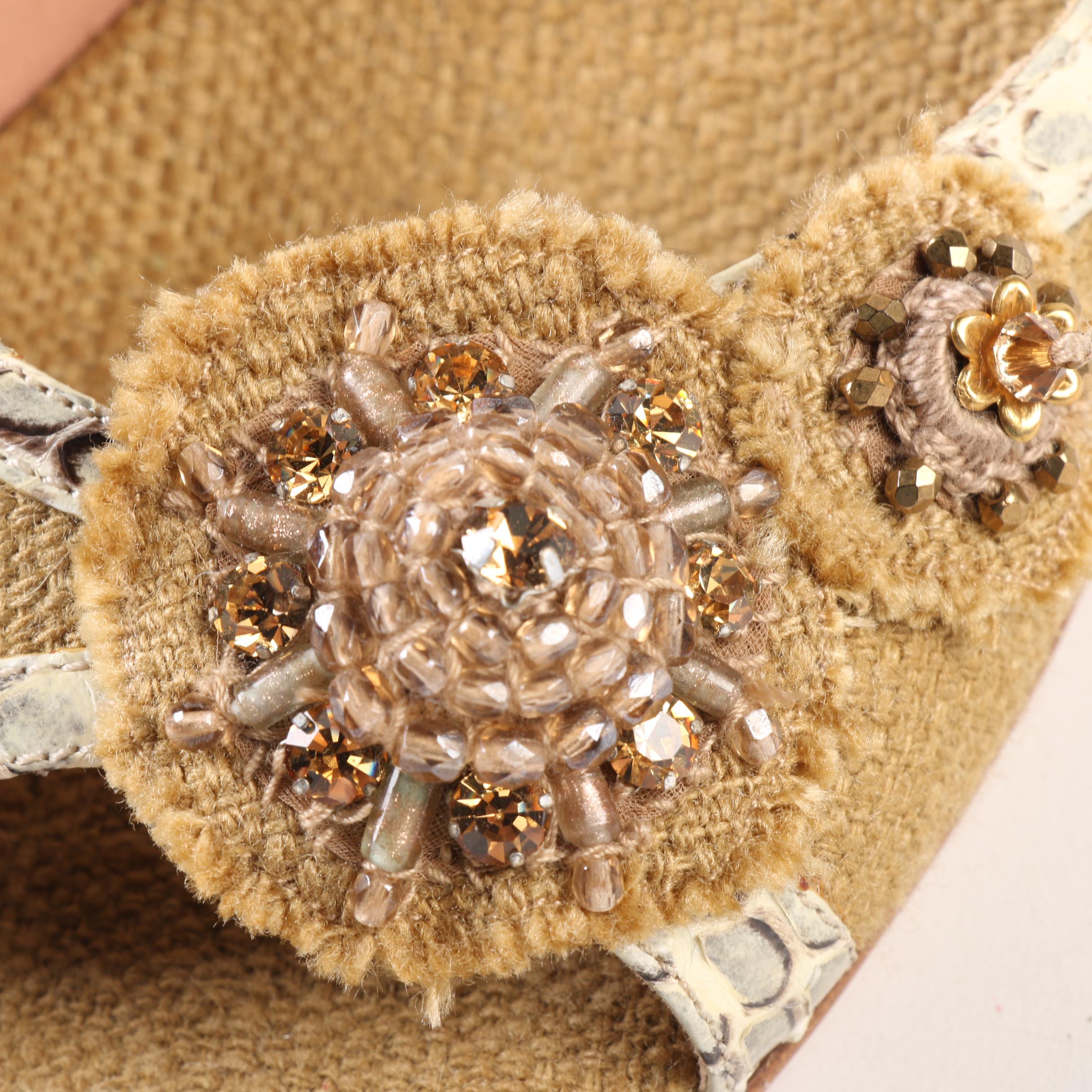 Prada Natte Riacamo Ankle Strap High Heels with Rocca Medallions and Snakeskin