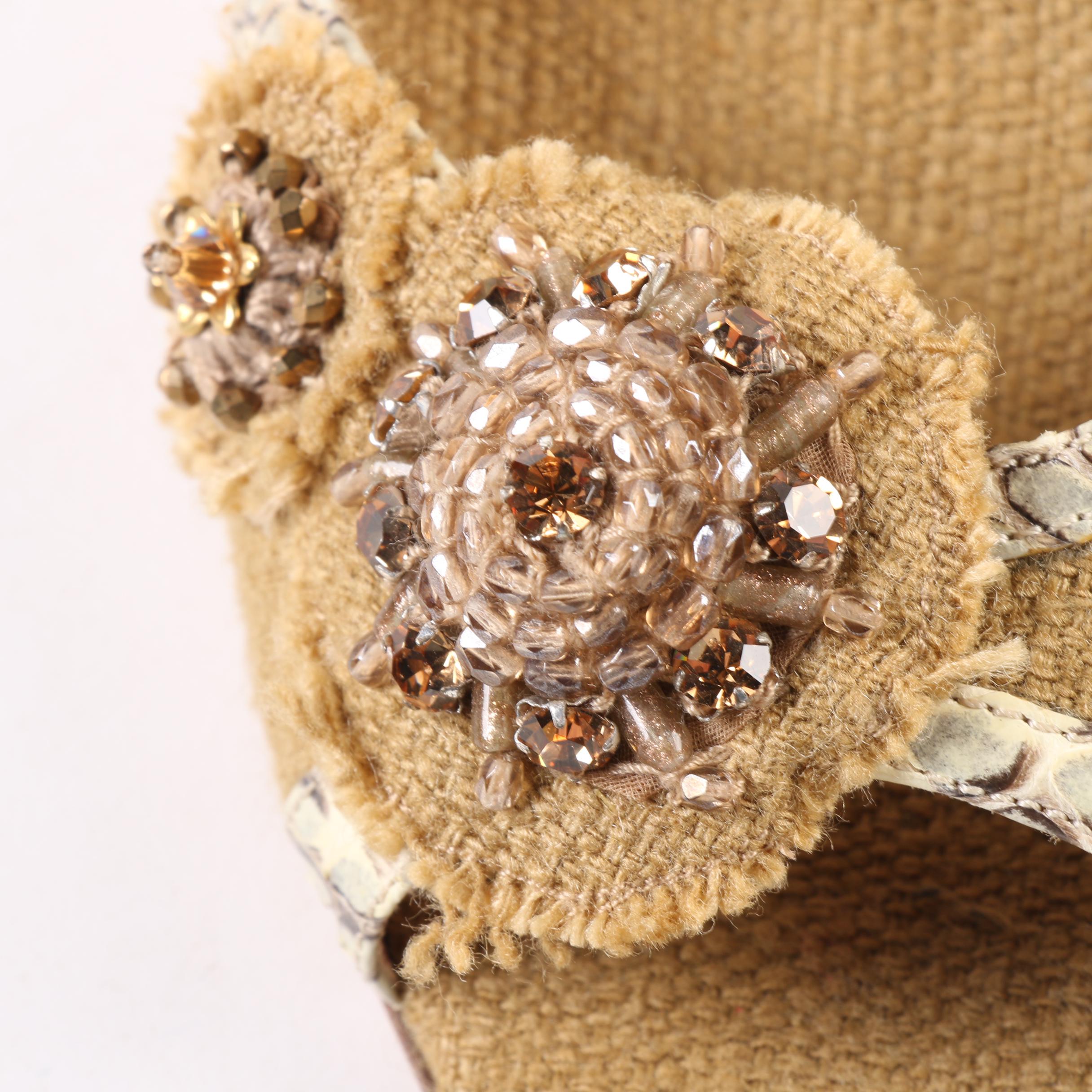 Prada Natte Riacamo Ankle Strap High Heels with Rocca Medallions and Snakeskin