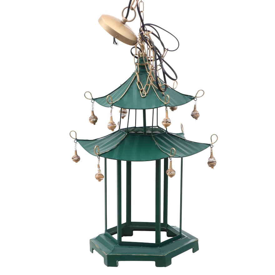 Pagoda Shaped Metal Pendant Light