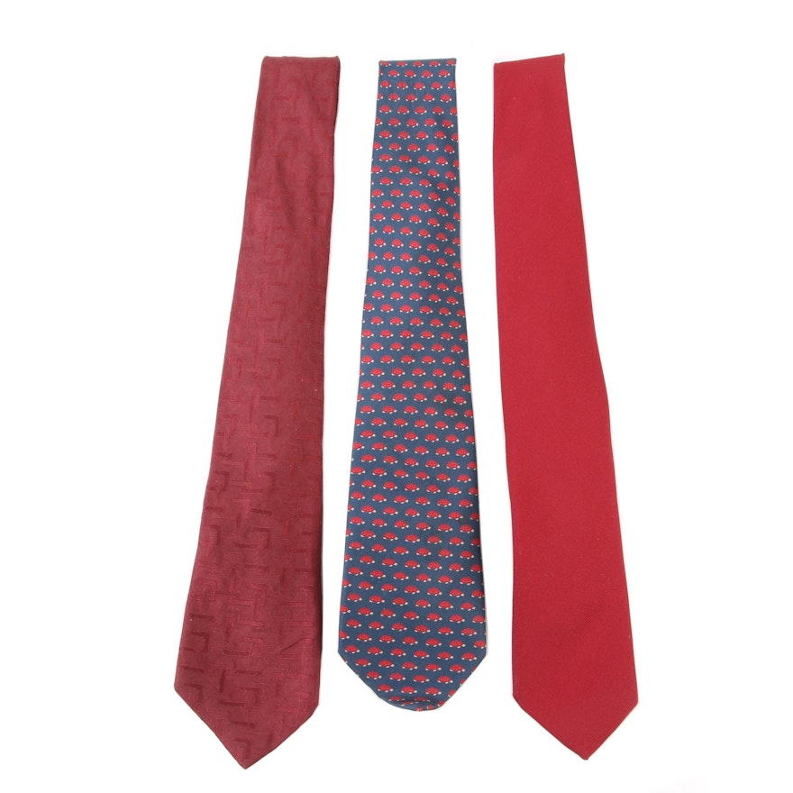Men's Gucci Silk and Givenchy Silk Blend Neckties, Late 20th Century