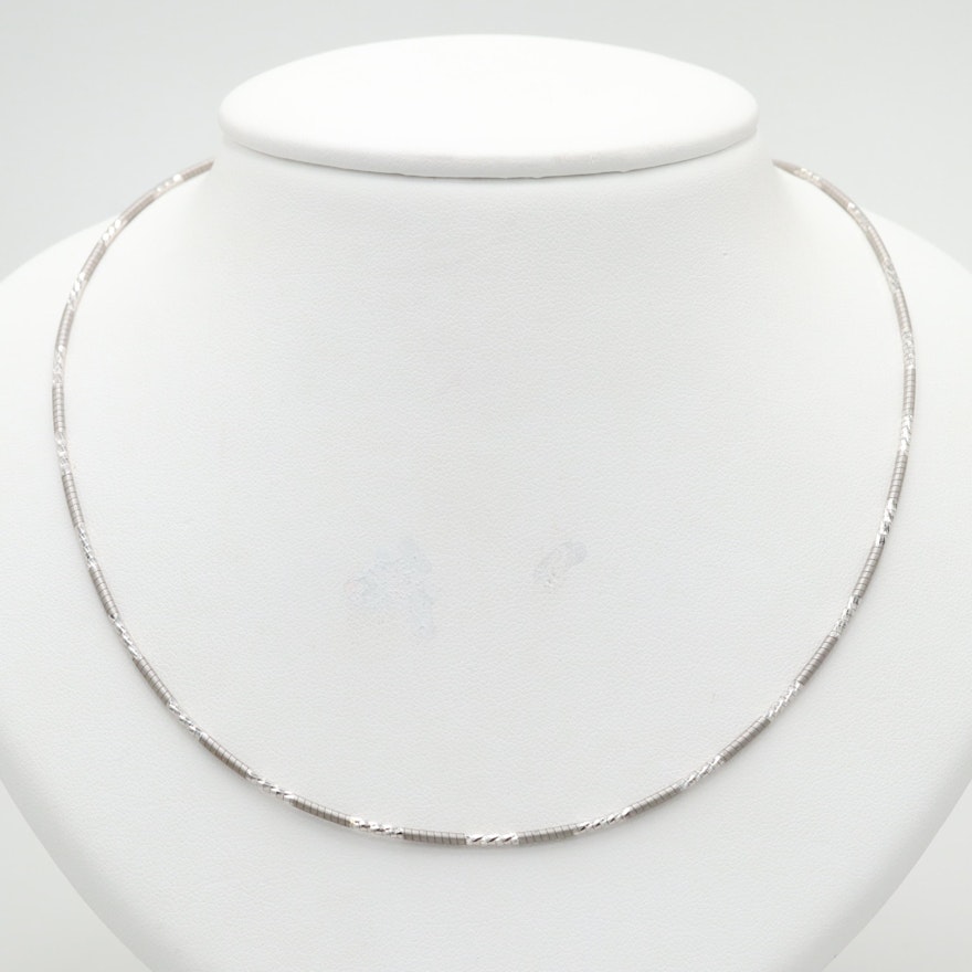 Sterling Silver Necklace with Diamond Cut Accents