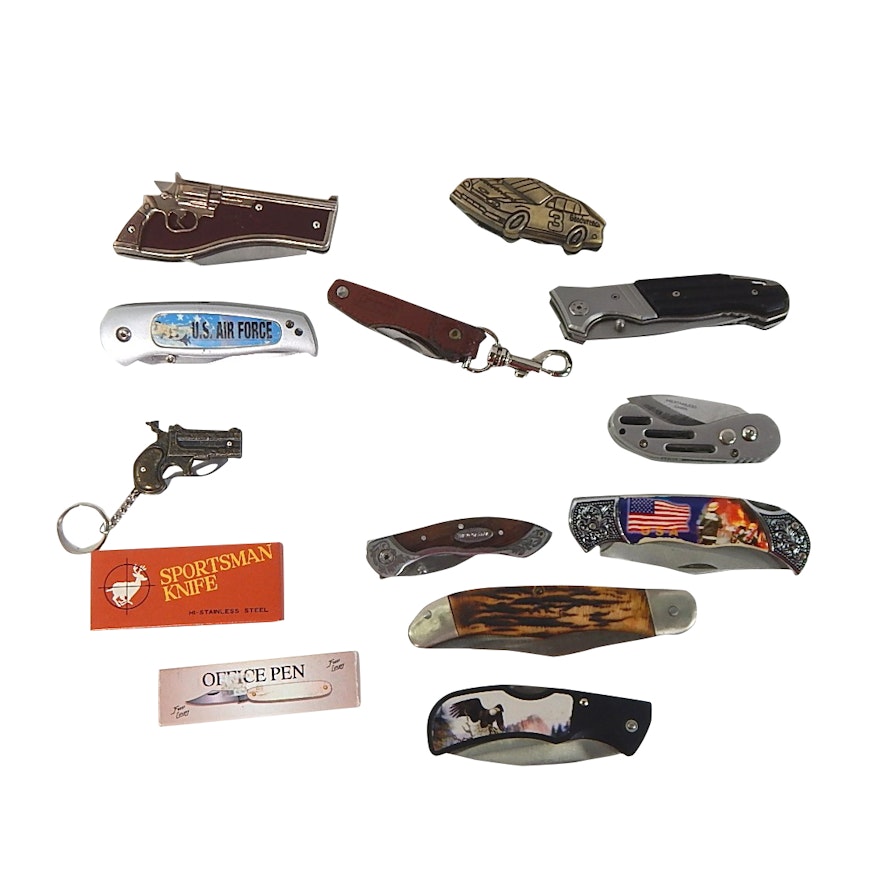 Assorted Folding Knives and Keychains