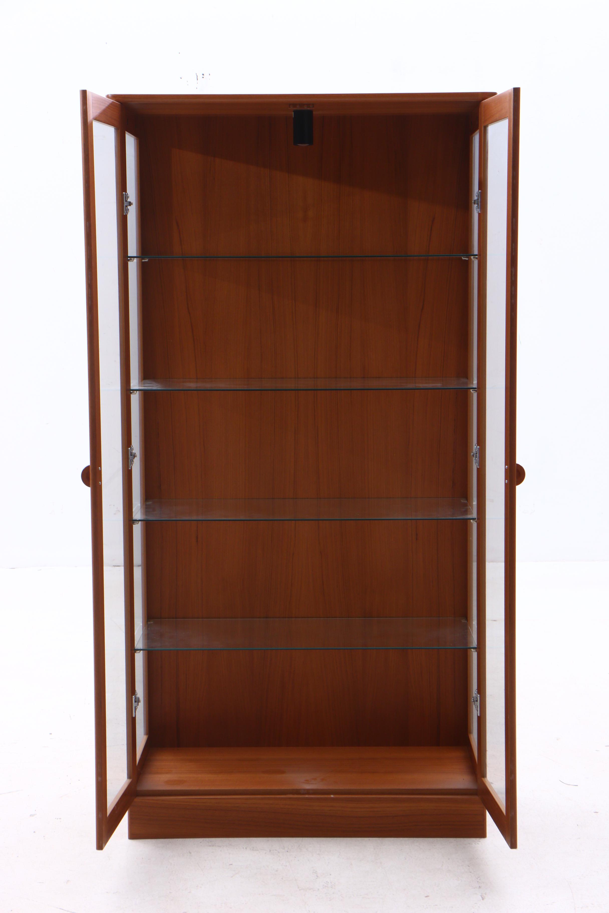 Mid Century Modern Style Teak China Cabinet, Contemporary