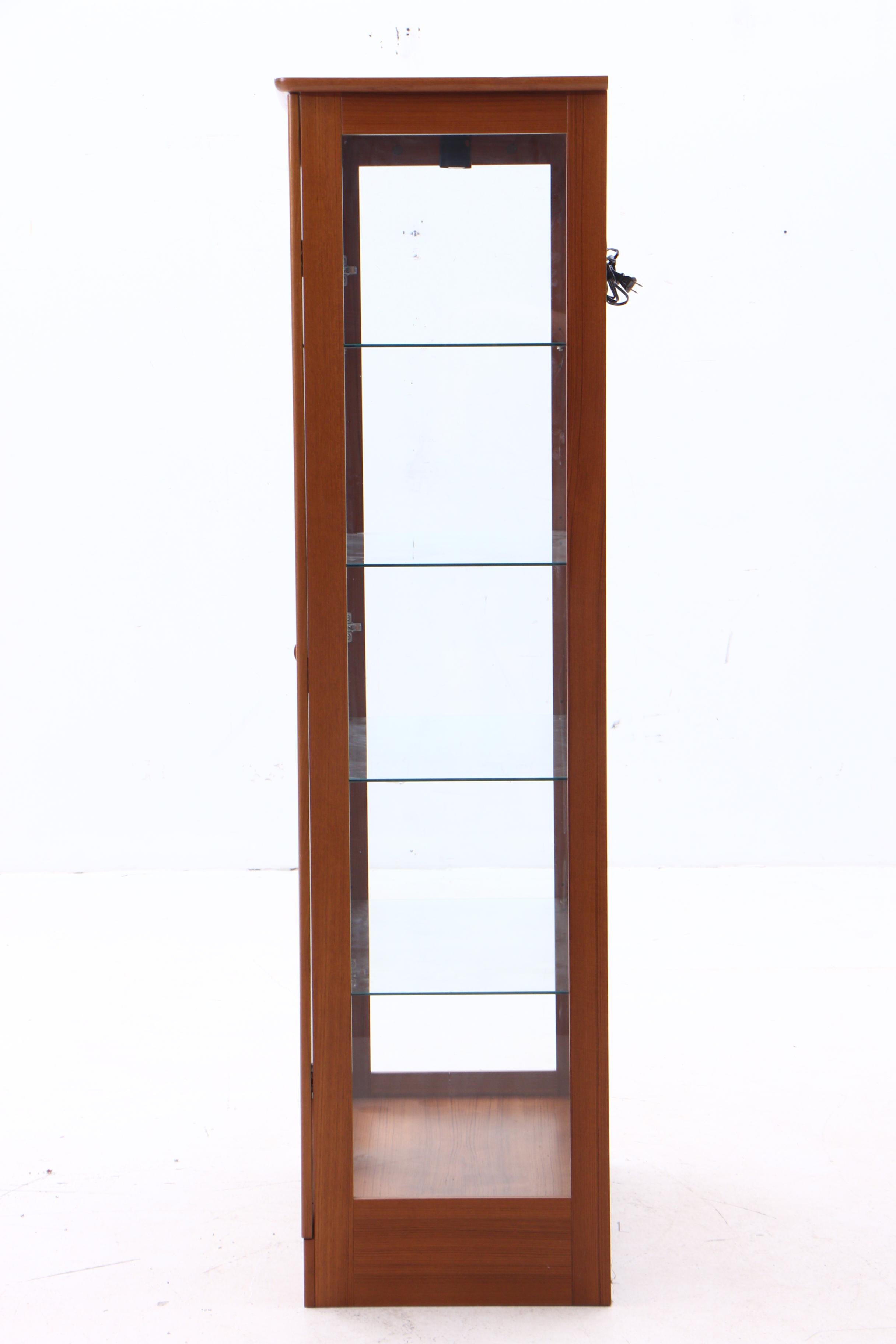 Mid Century Modern Style Teak China Cabinet, Contemporary