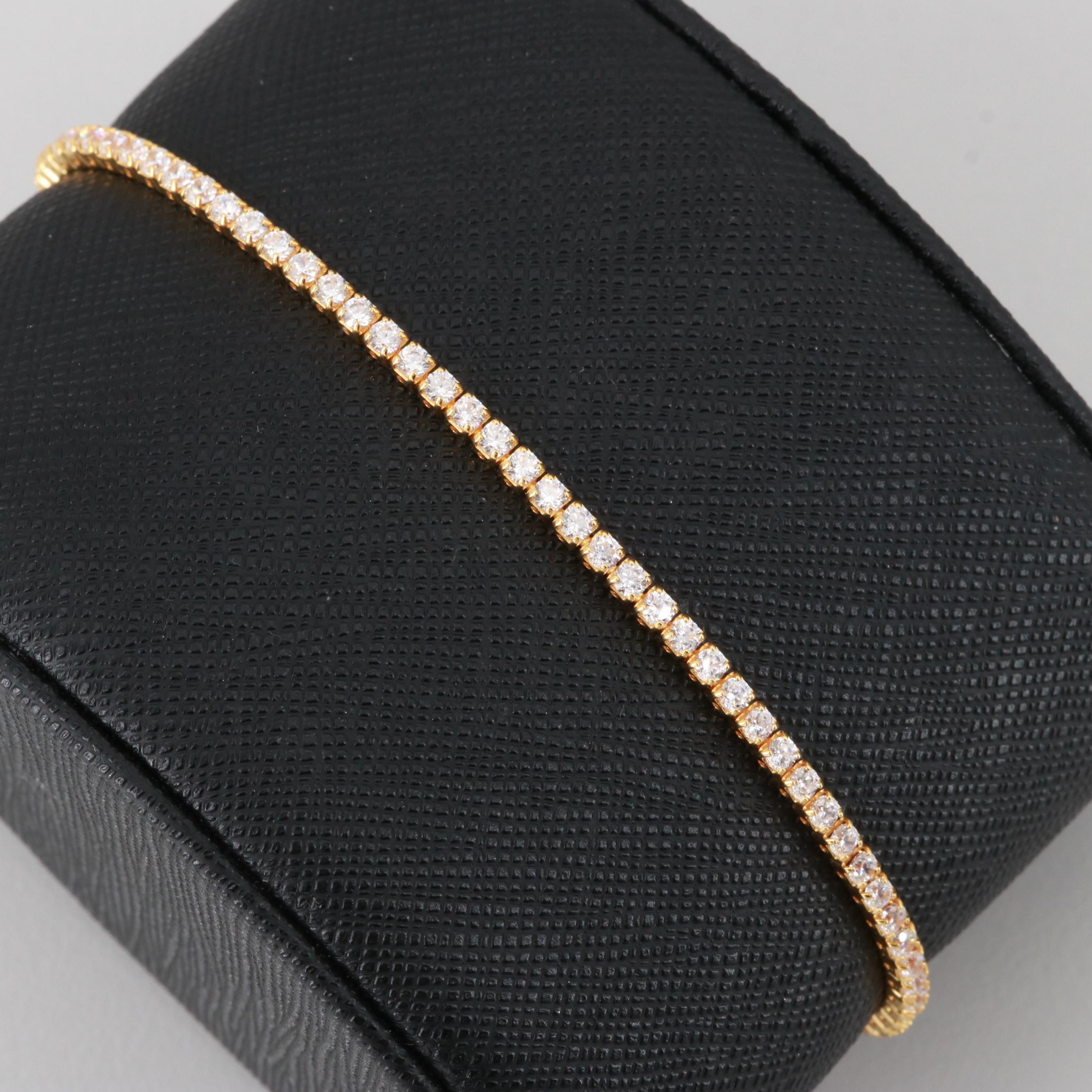 Gold Wash on Sterling Silver Cubic Zirconia Bracelet