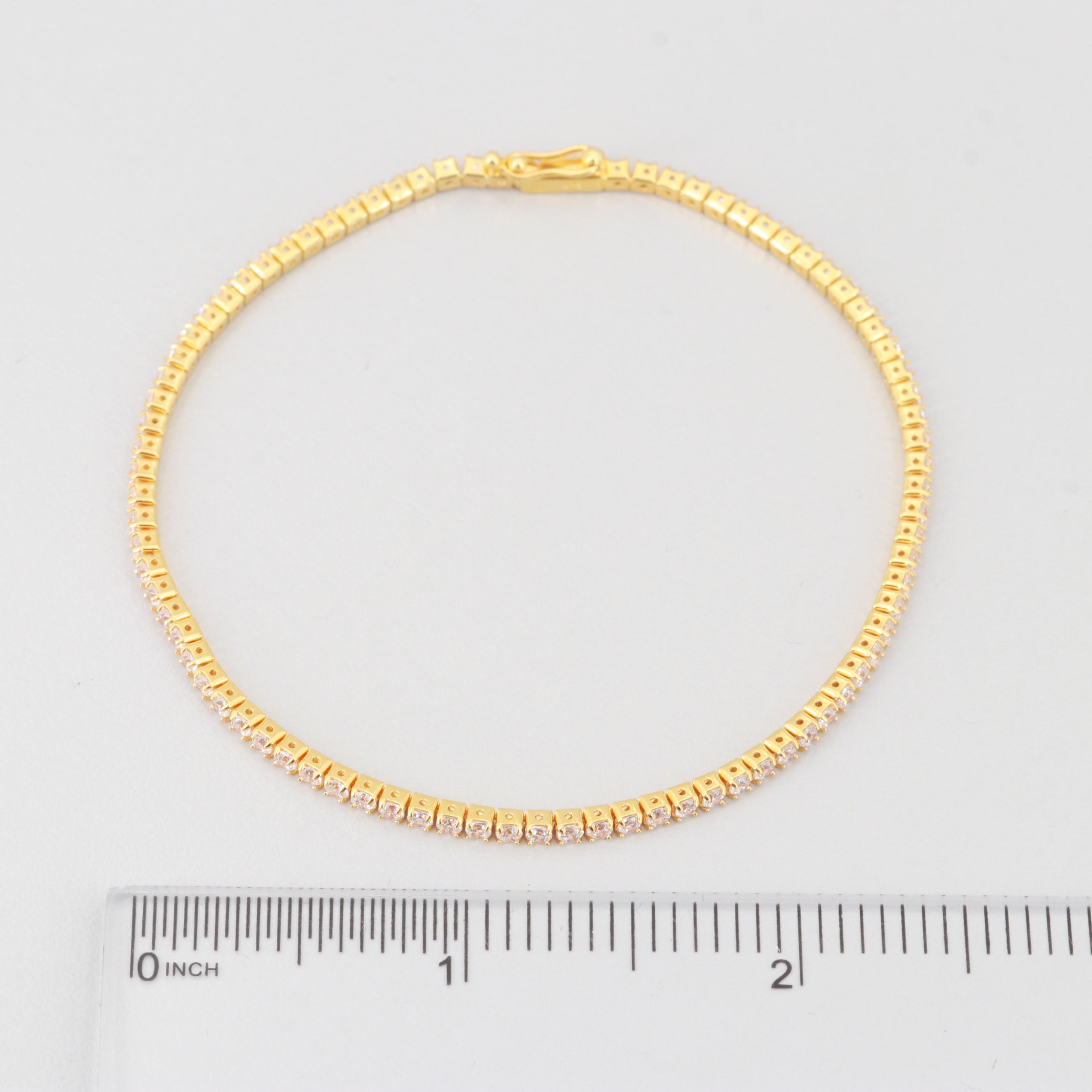 Gold Wash on Sterling Silver Cubic Zirconia Bracelet