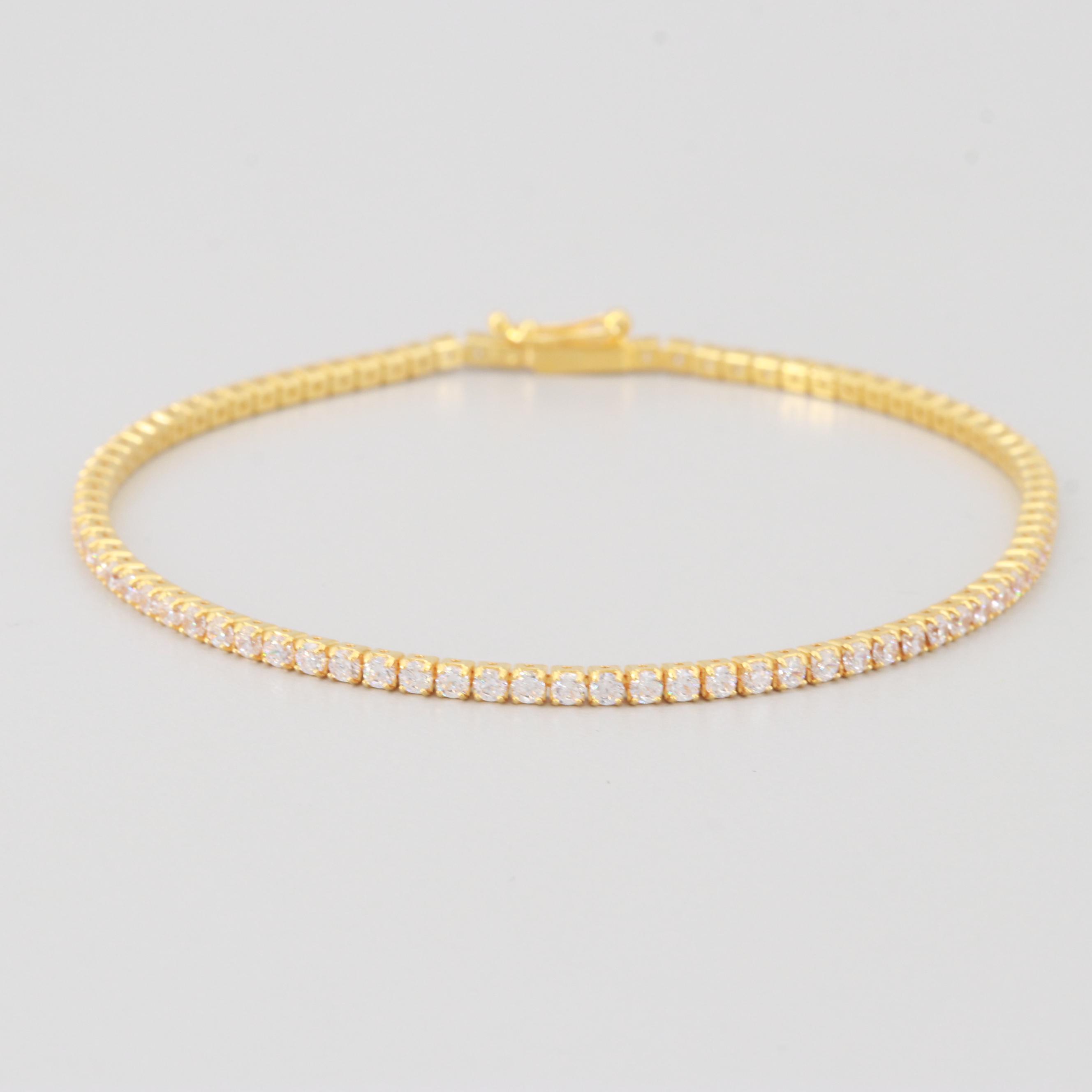 Gold Wash on Sterling Silver Cubic Zirconia Bracelet