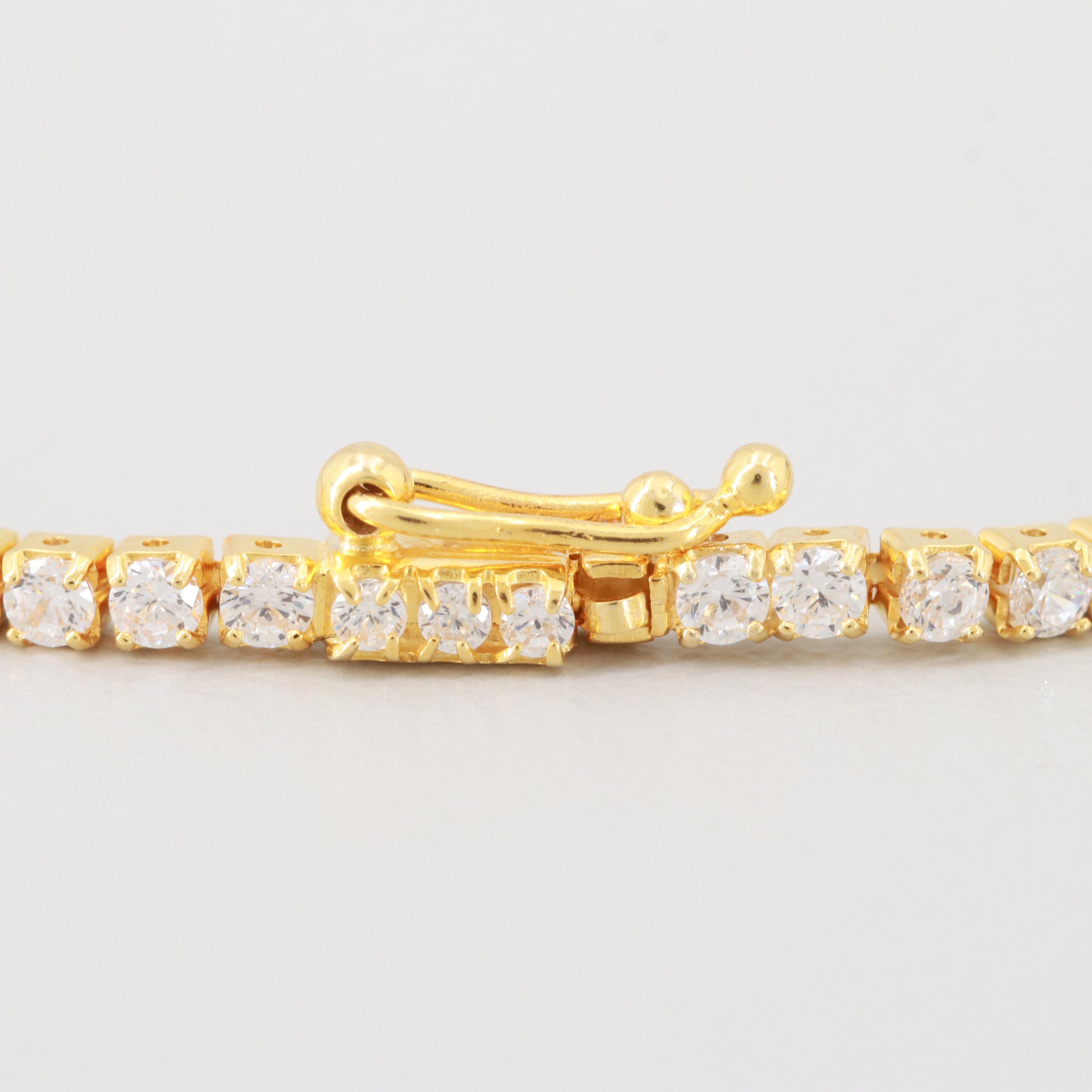 Gold Wash on Sterling Silver Cubic Zirconia Bracelet