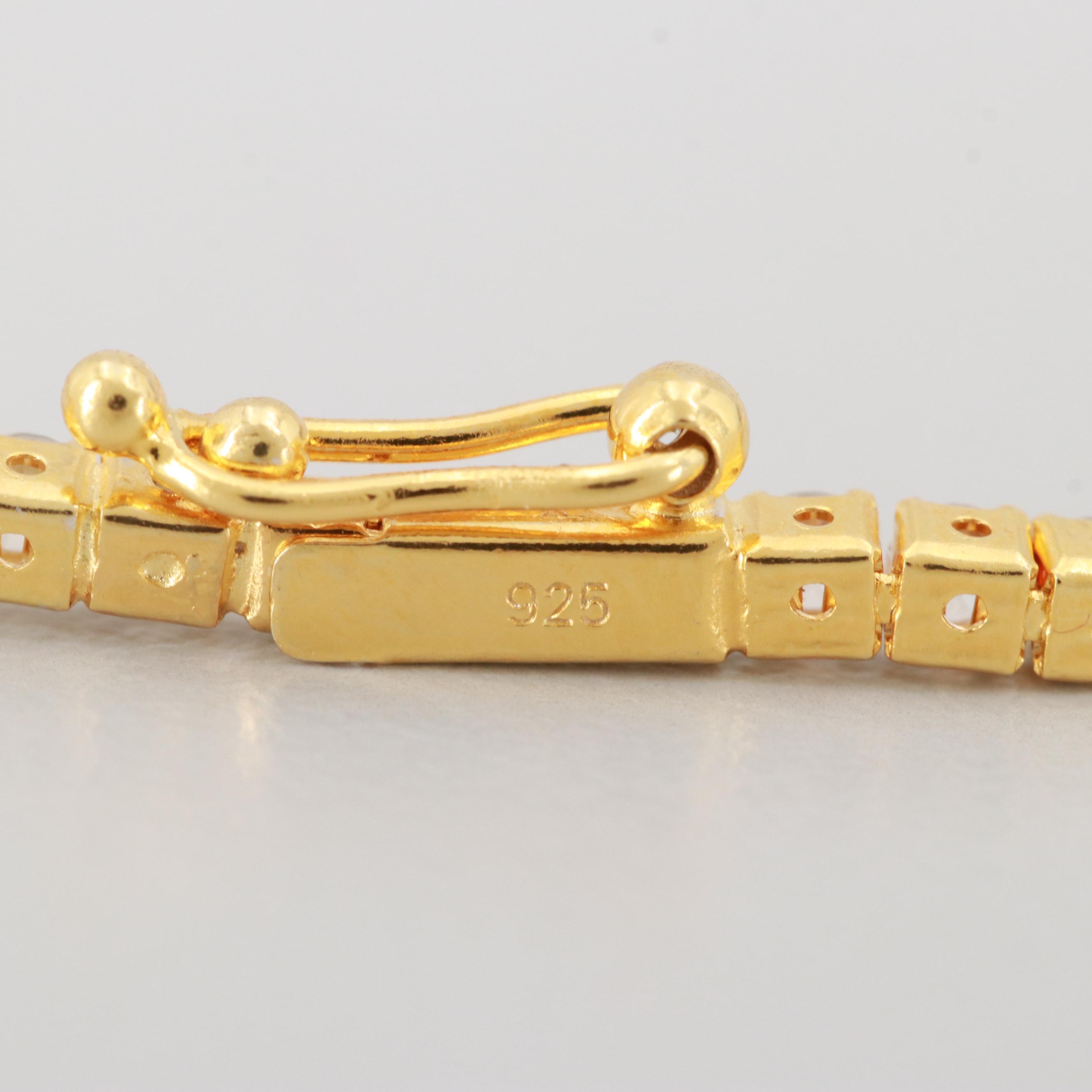 Gold Wash on Sterling Silver Cubic Zirconia Bracelet