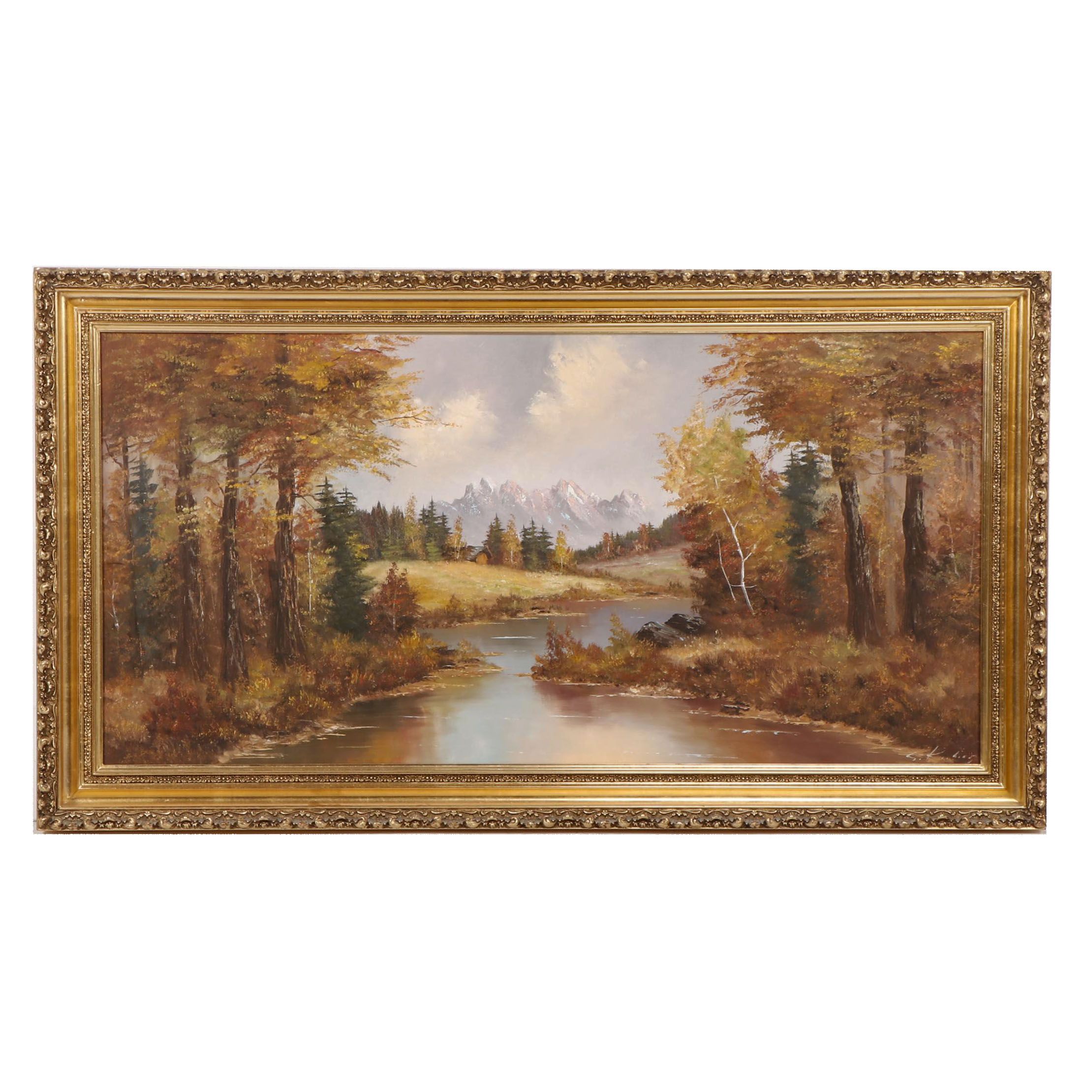 Julius Friedrich Mid 20th Century Landscape Oil Painting